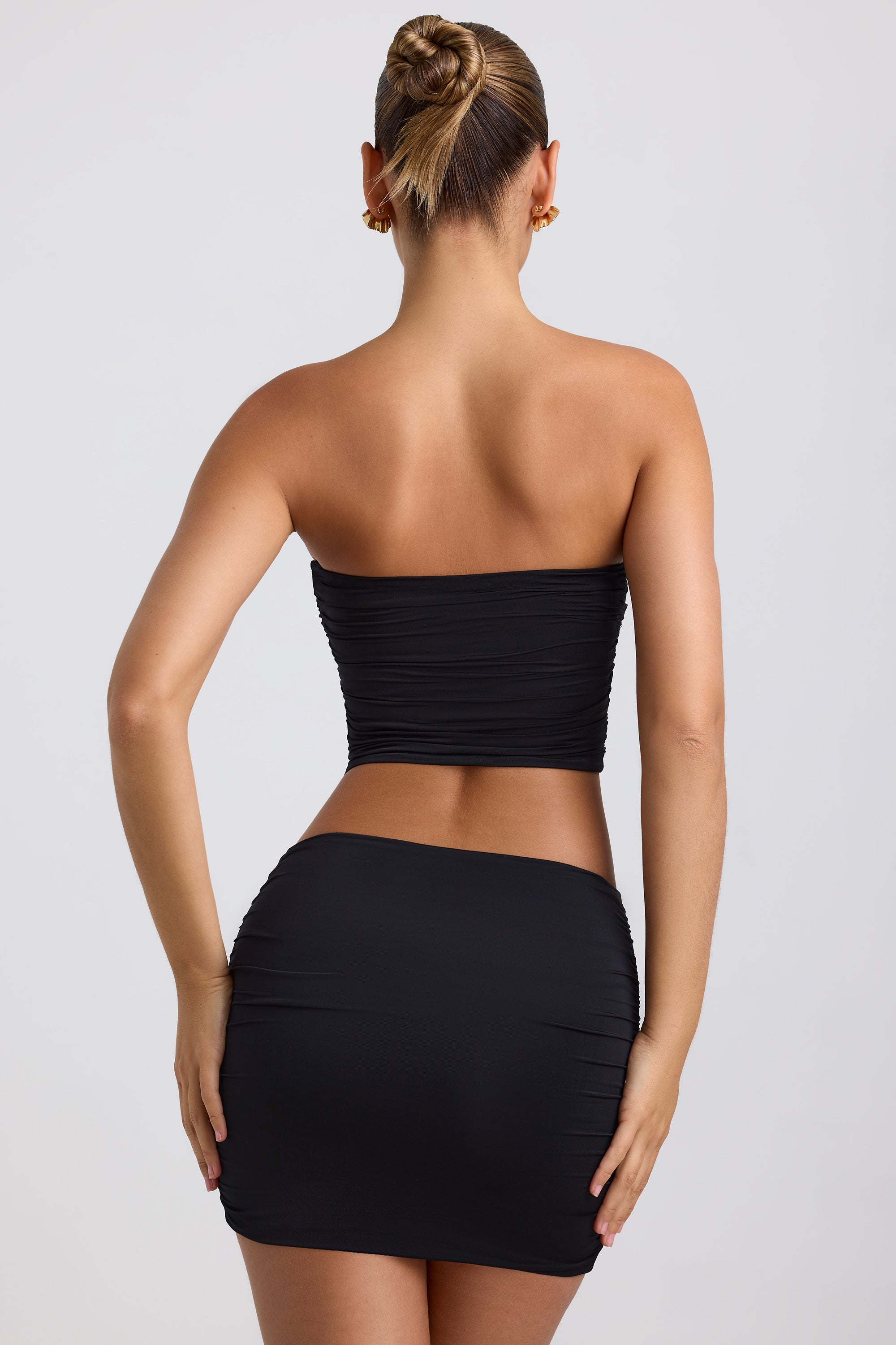 Zamira Slinky Jersey Ruched Micro Mini Skirt in Black - Image 2