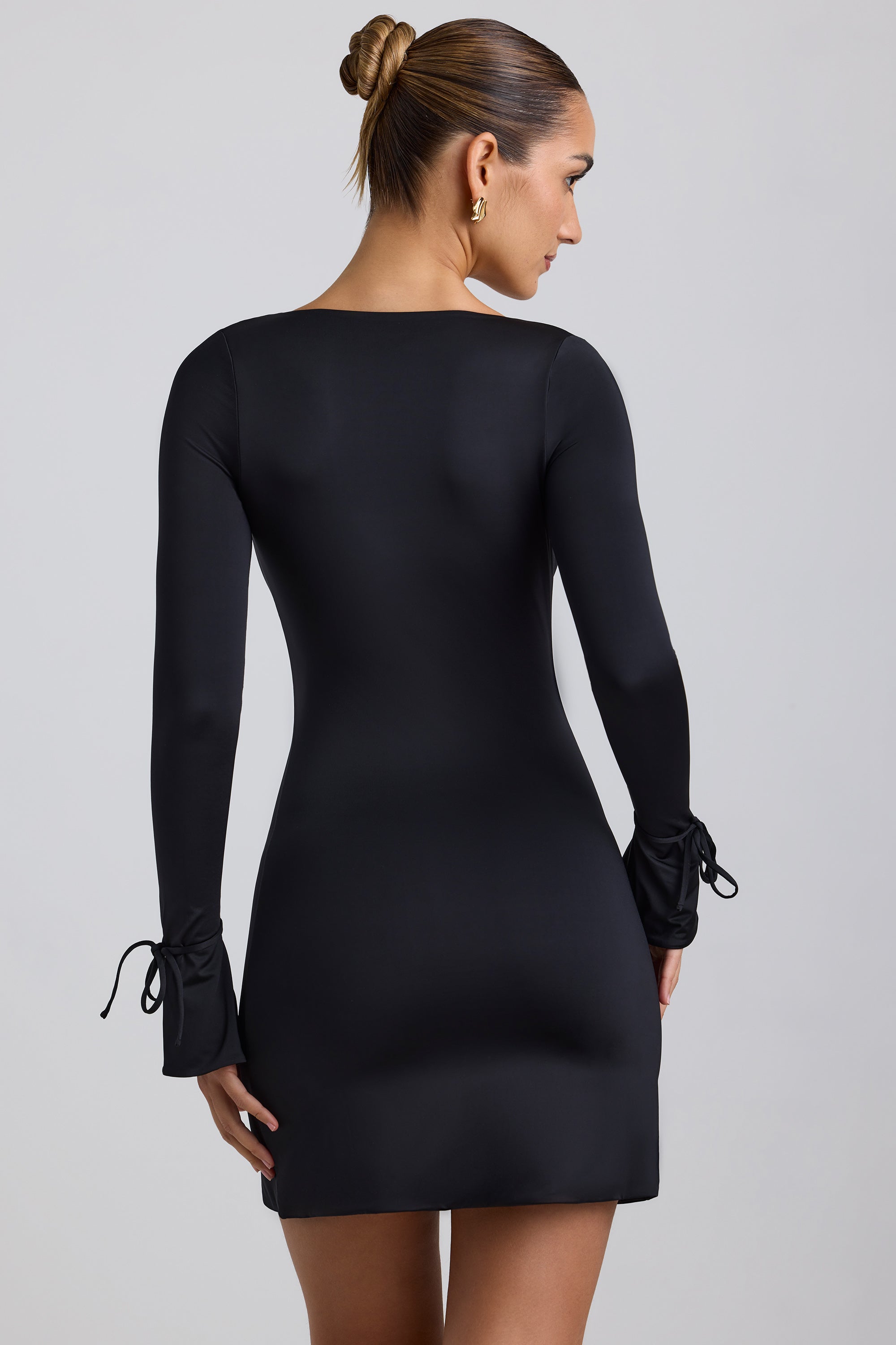 Raelyn Slinky Jersey A-Line Mini Dress in Black - Image 2