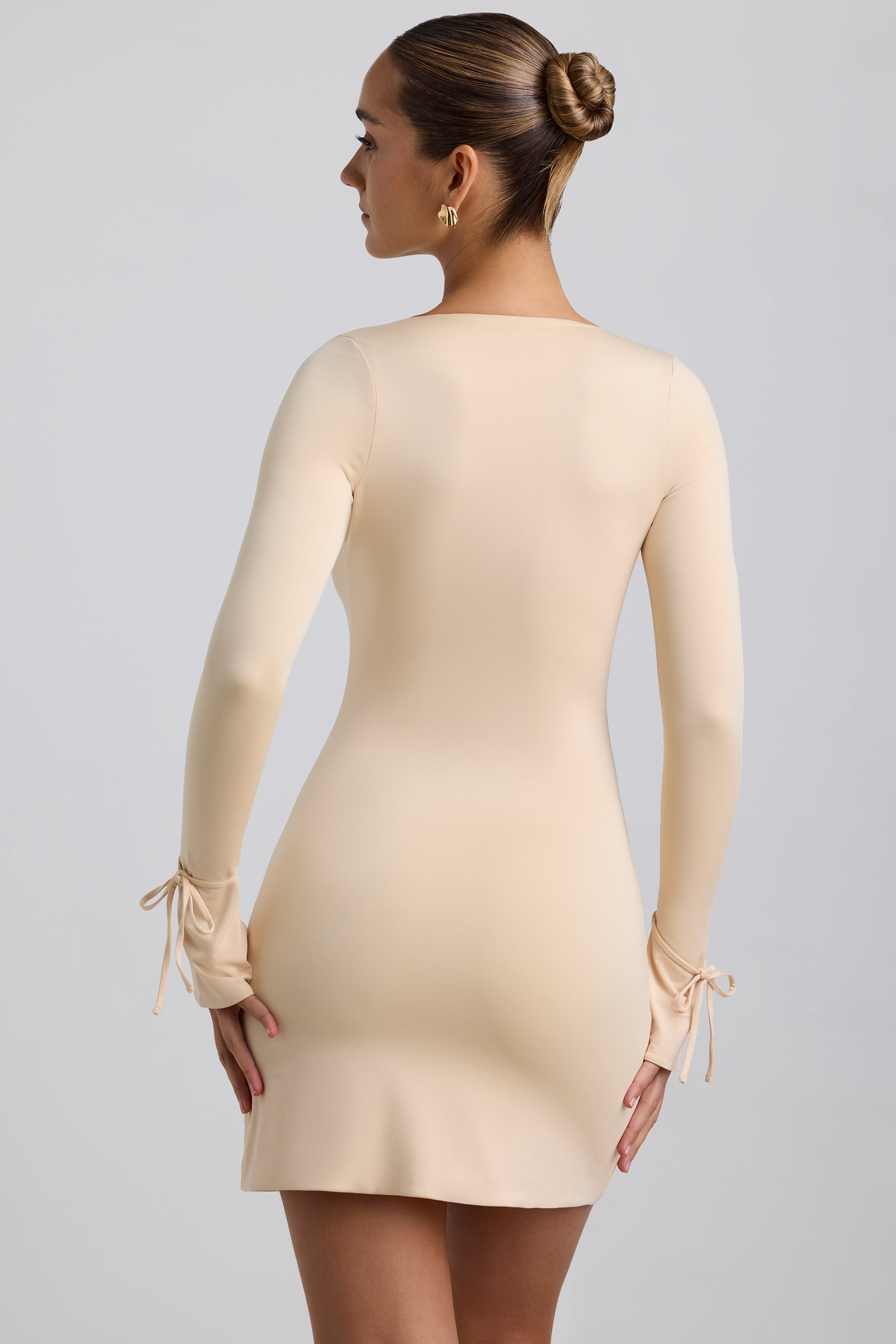 Raelyn Slinky Jersey A-Line Mini Dress in Buttercream - Image 2