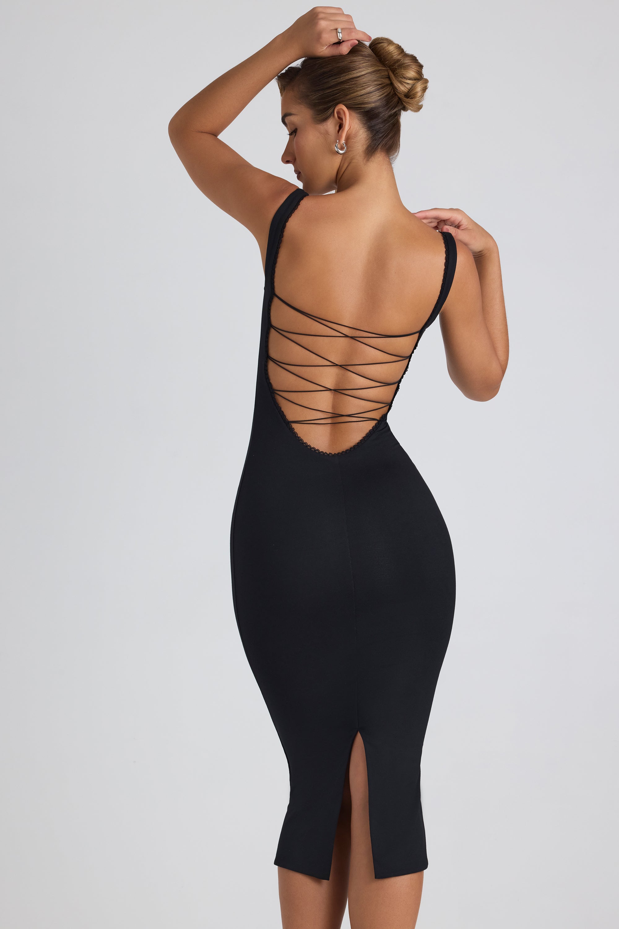 Navi Modal Lace-Trim Midaxi Dress in Black - Image 2