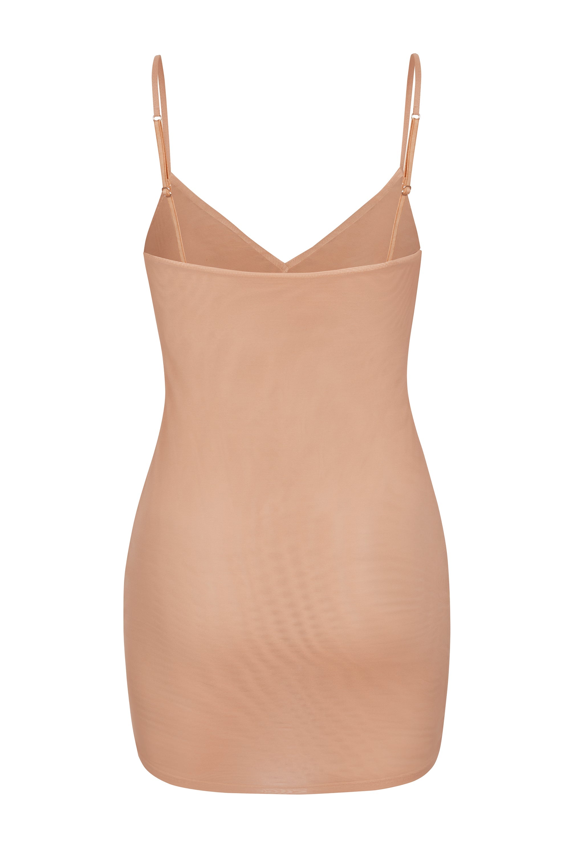 Intimates Soft Mesh V-Neck Mini Slip Dress in Warm Peach - Image 2
