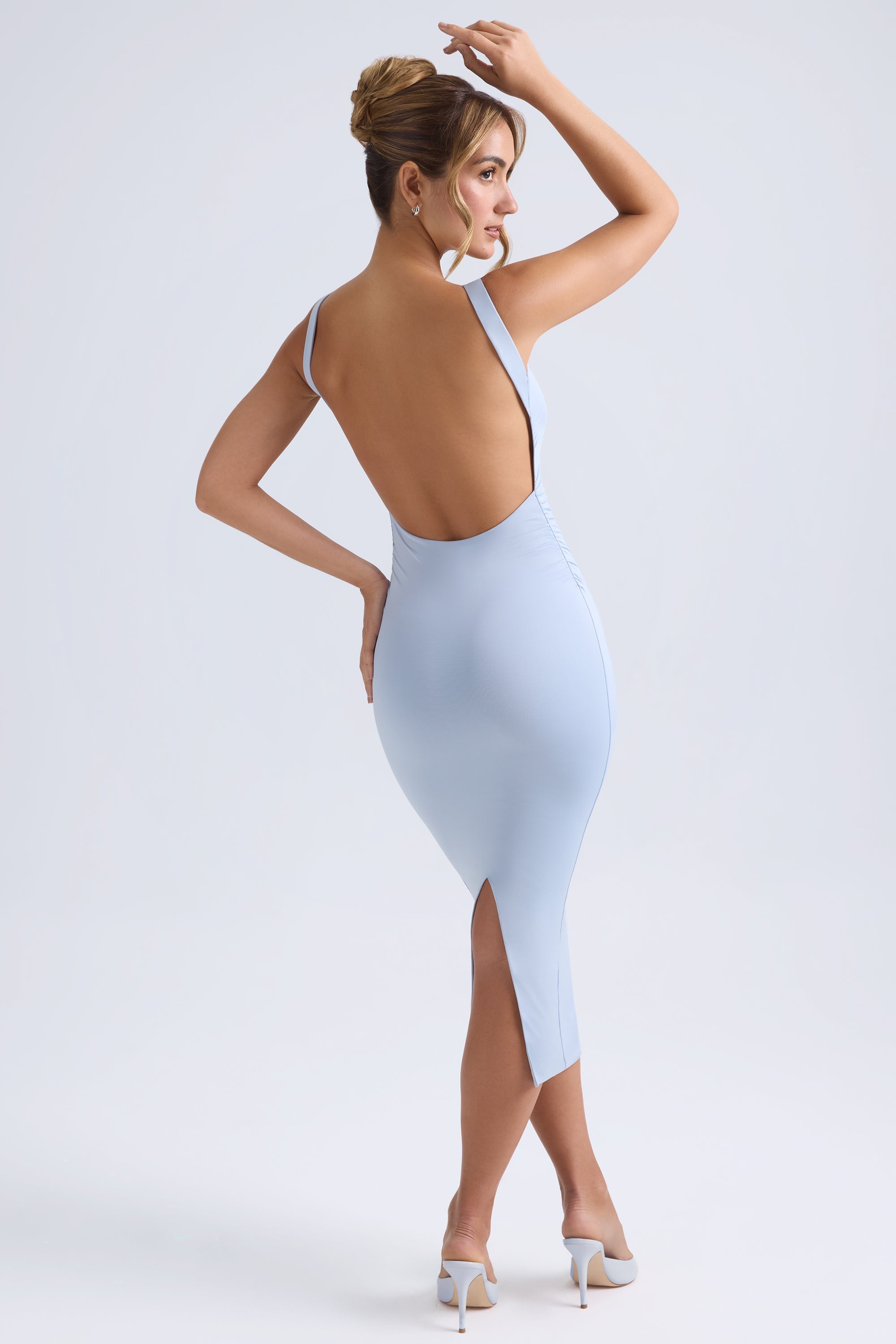 Grainne Ruched Open-Back Midaxi Dress in Light Blue - Image 8