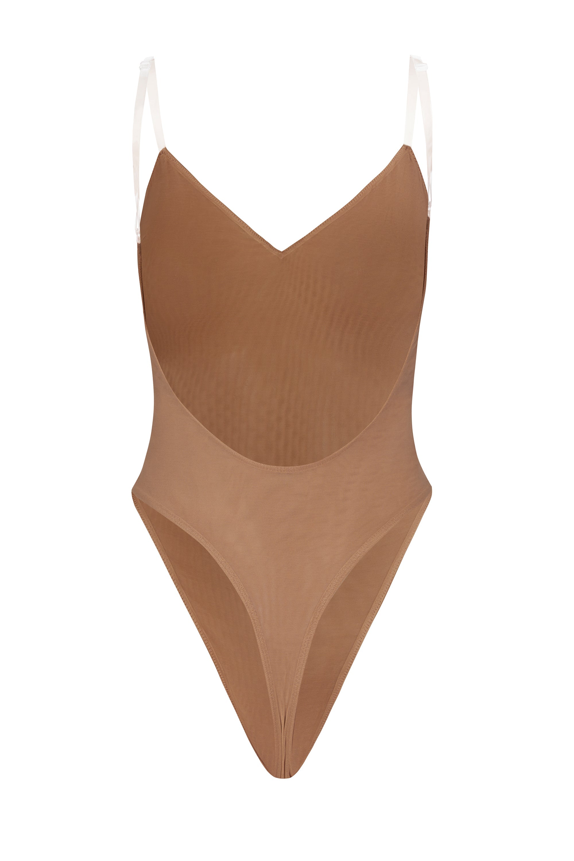 Intimates Soft Mesh V-Neck Bodysuit in Honey - Image 2