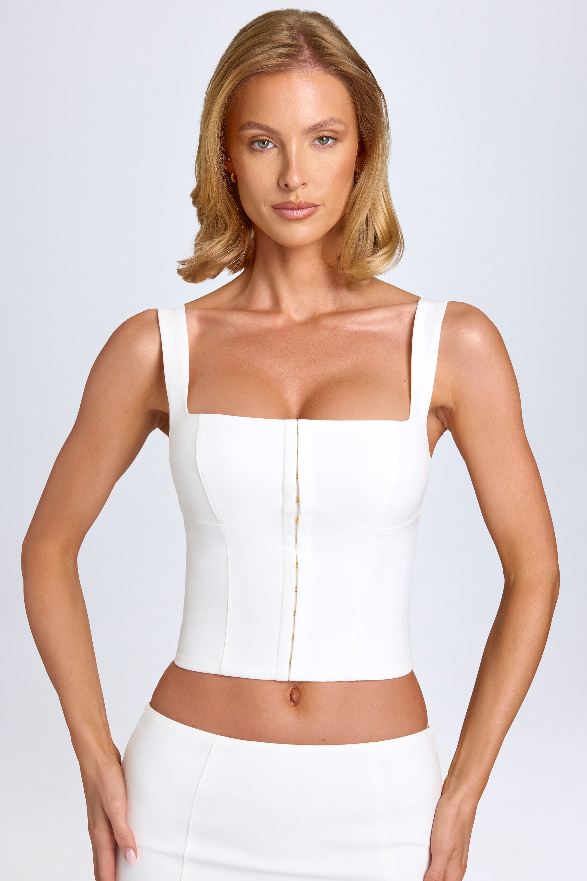 Tallie Hook-And-Eye Corset Top in White - Image 5