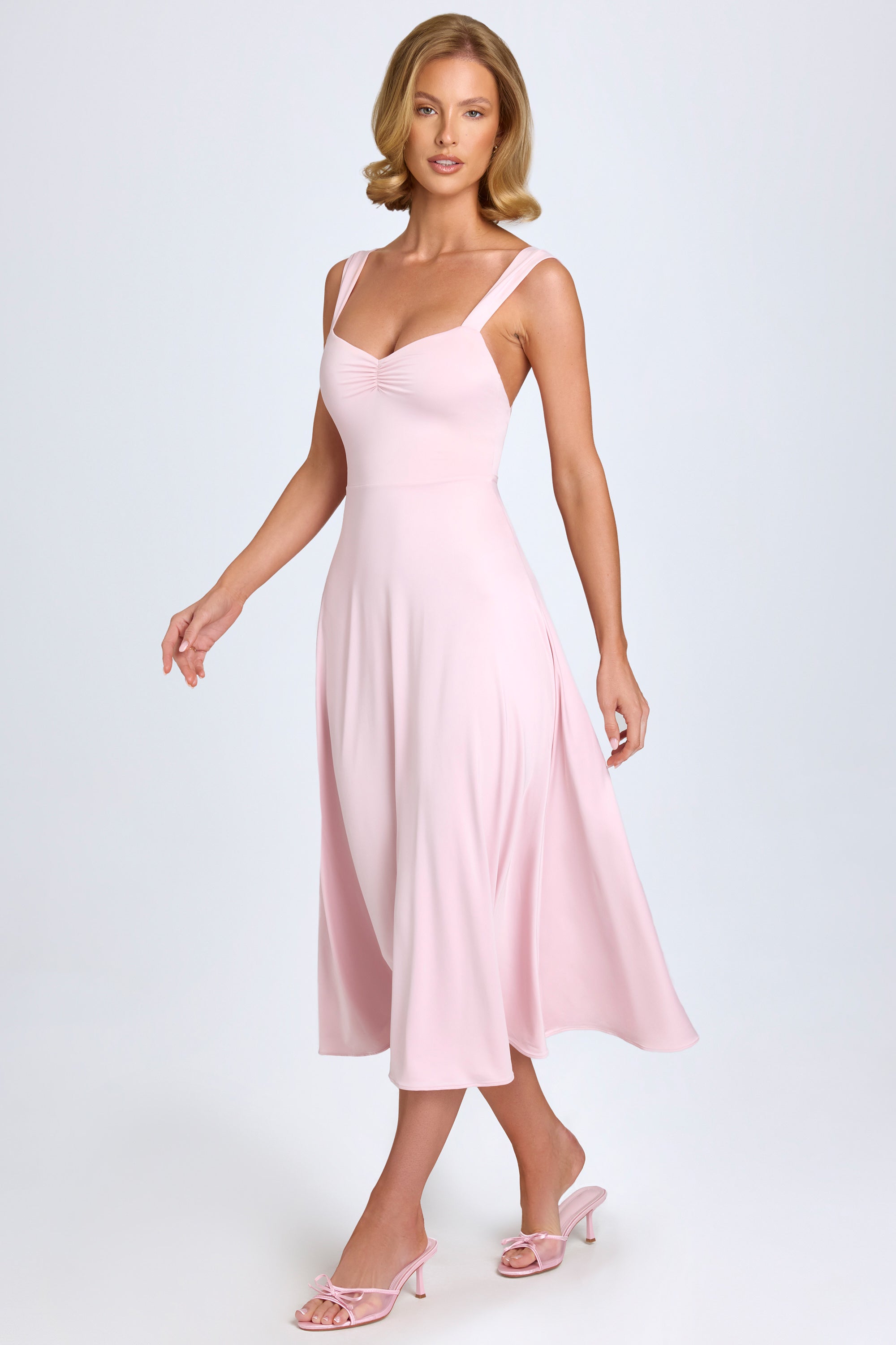 Thandie Sweetheart-Neck Ruched Midaxi Dress in Blush - Image 8