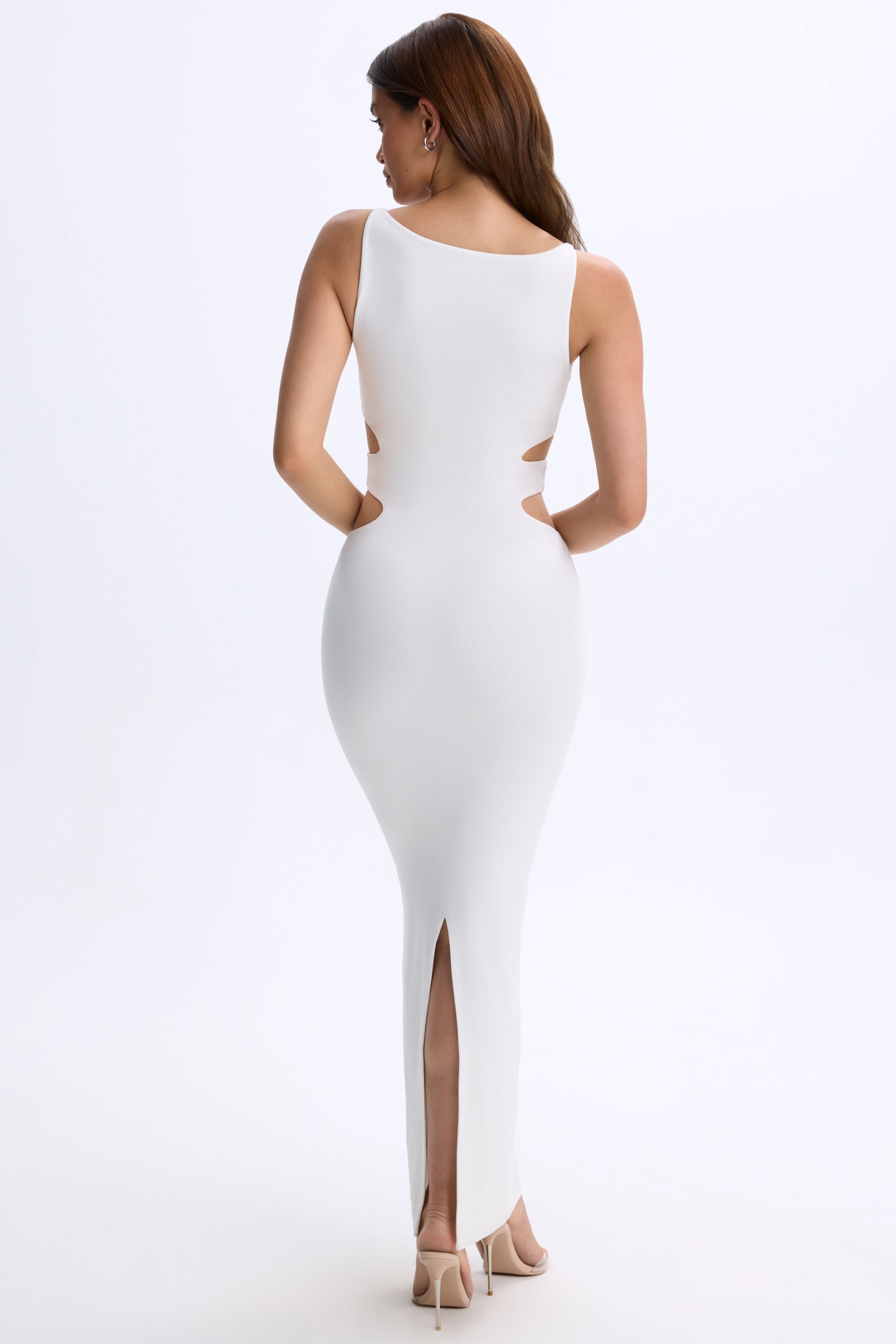 Plunge Cut-Out Maxi Dress in White - Image 2