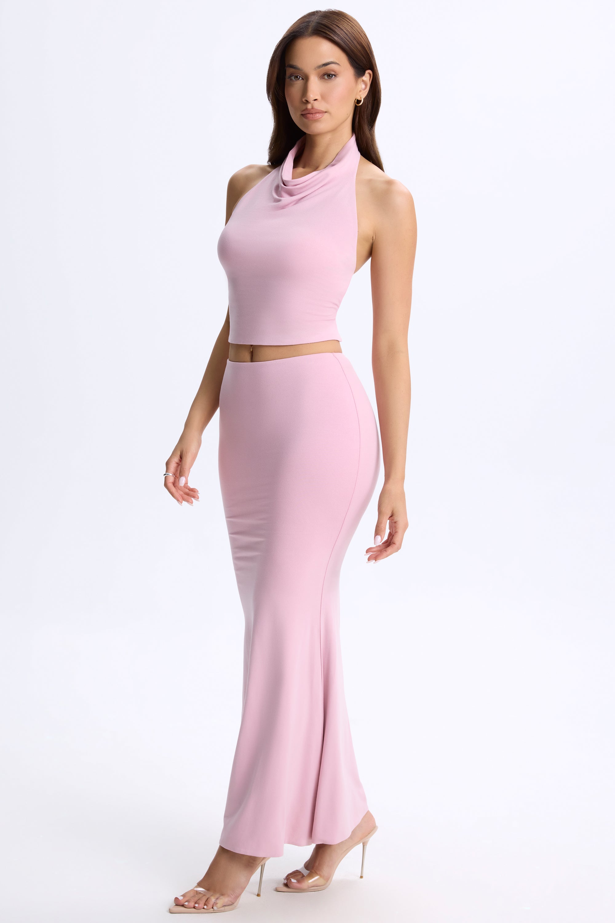 Low-Rise Maxi Skirt in Blush Pink - Image 4