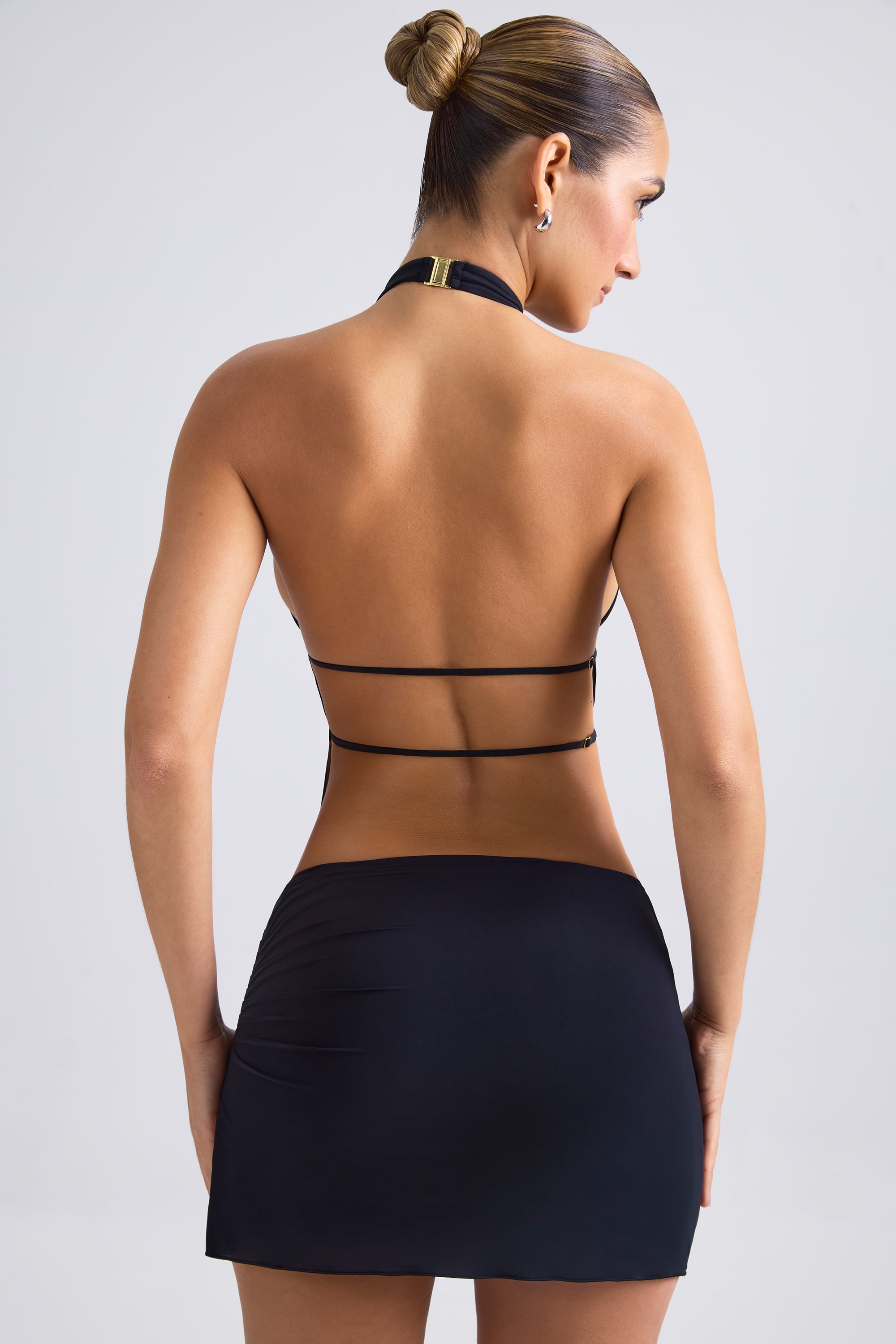 Roya Draped A-Line Mini Skirt in Black - Image 6