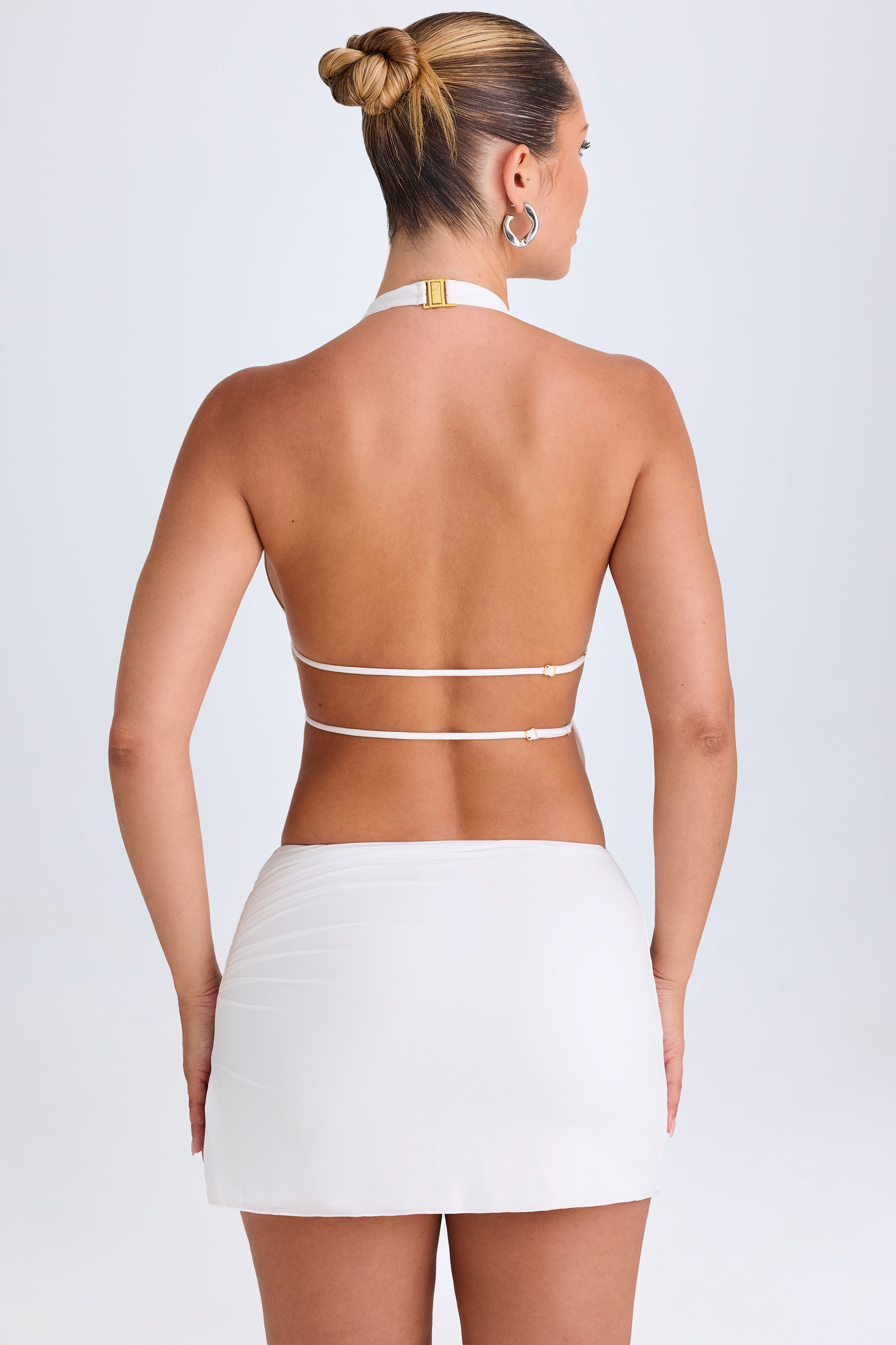 Roya Draped A-Line Mini Skirt in White - Image 2