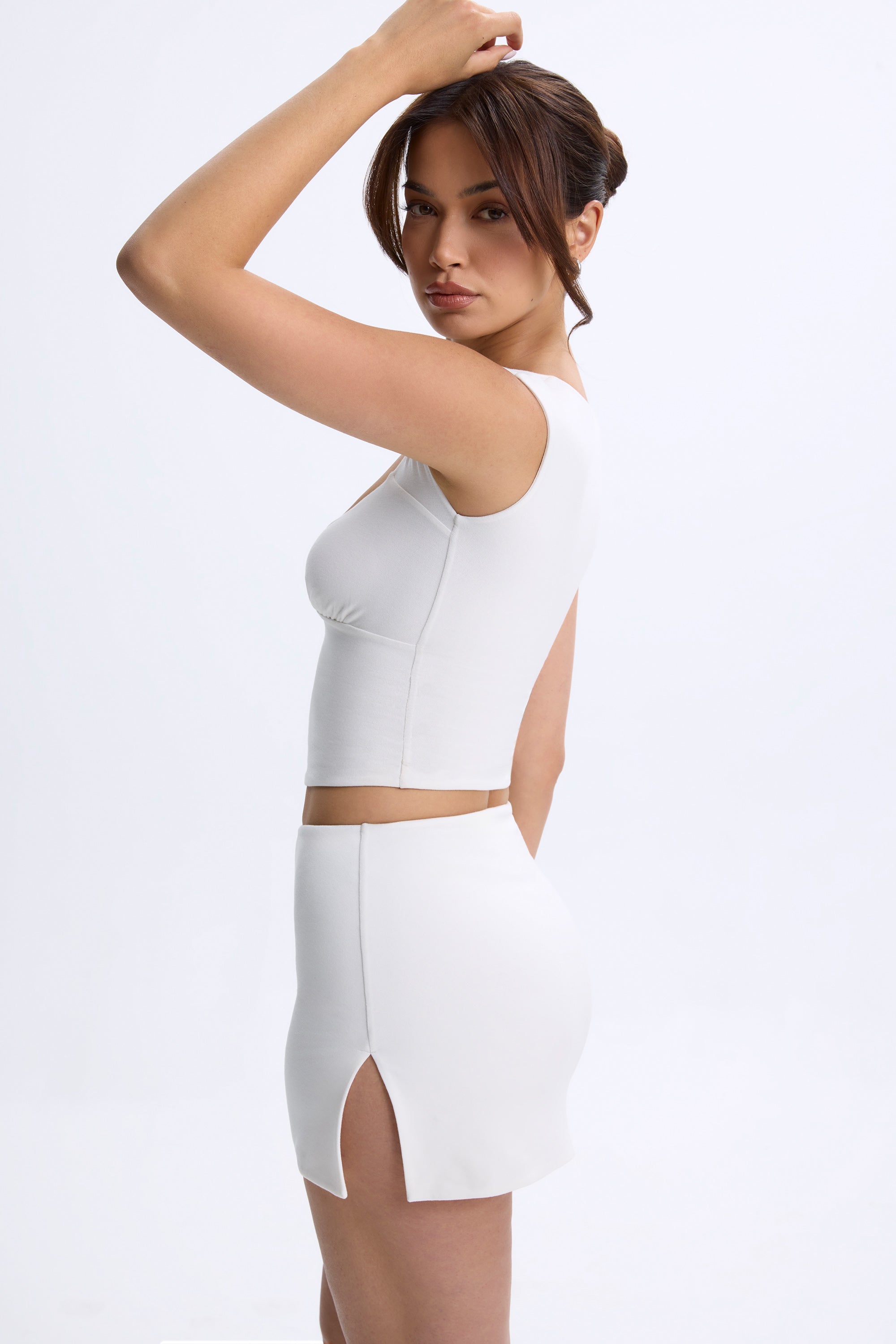 Mid-Rise Micro Mini Skirt in White - Image 3
