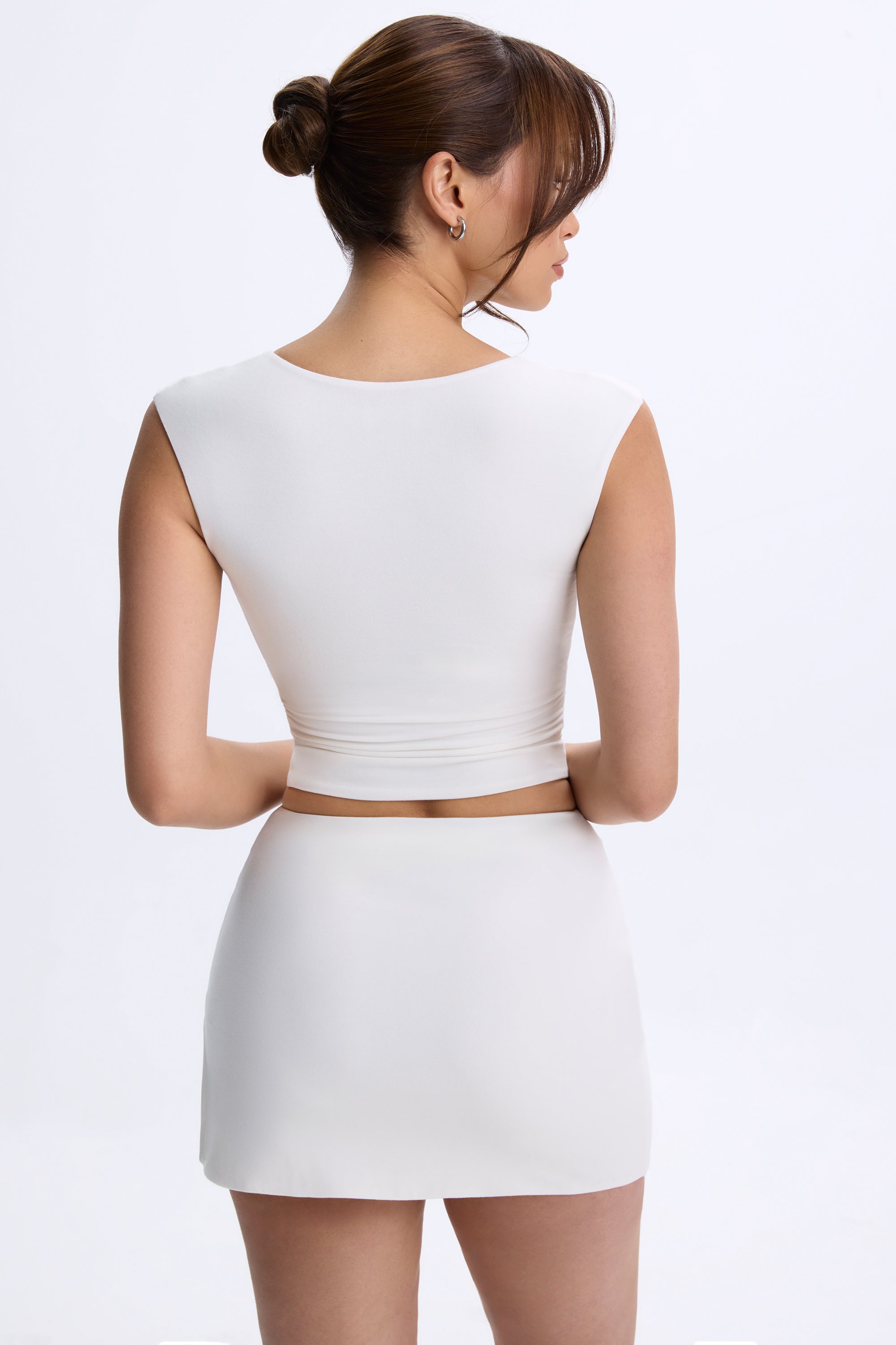 Mid-Rise Micro Mini Skirt in White - Image 2