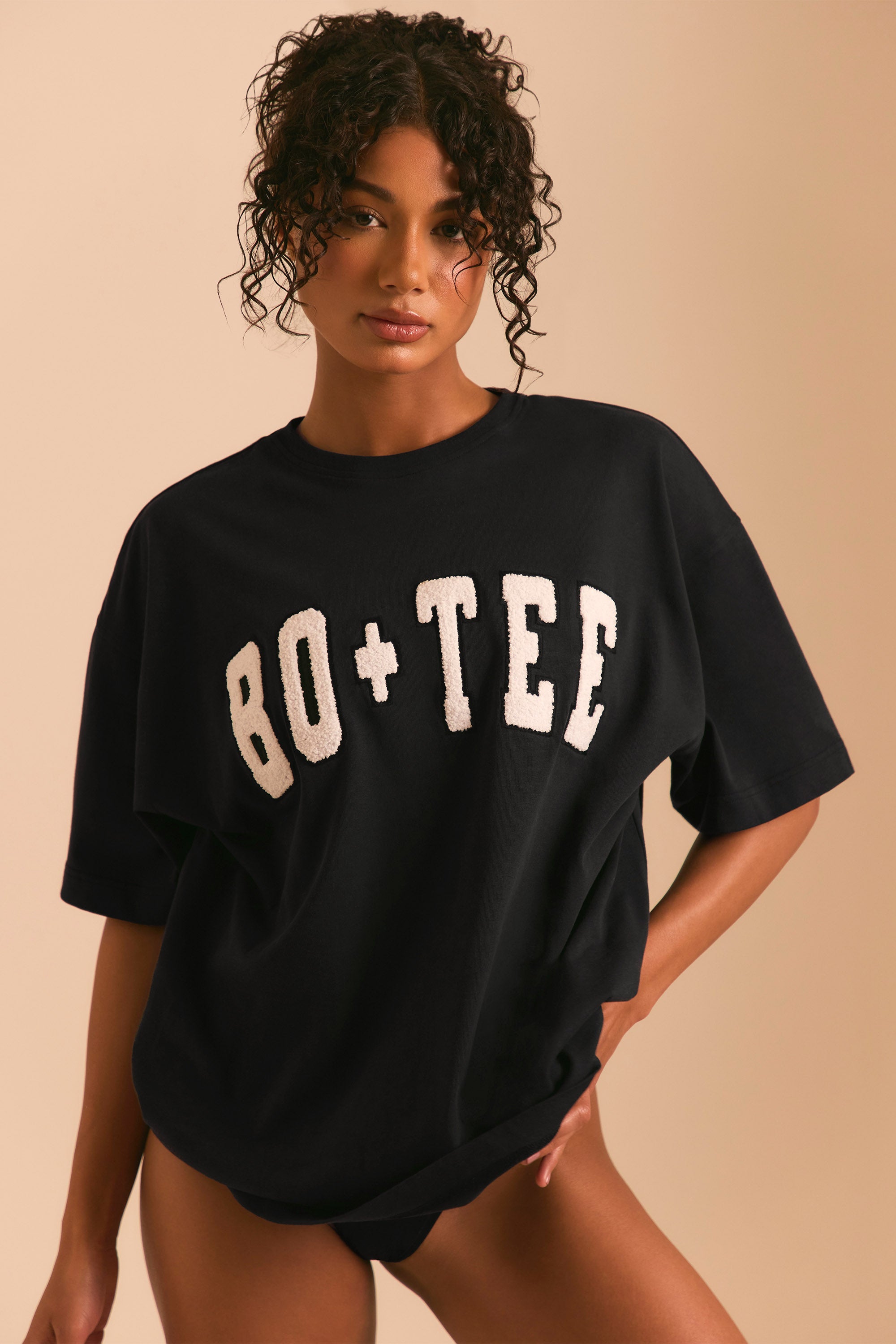 Ease Oversized Short Sleeve T-Shirt Black - Image 5