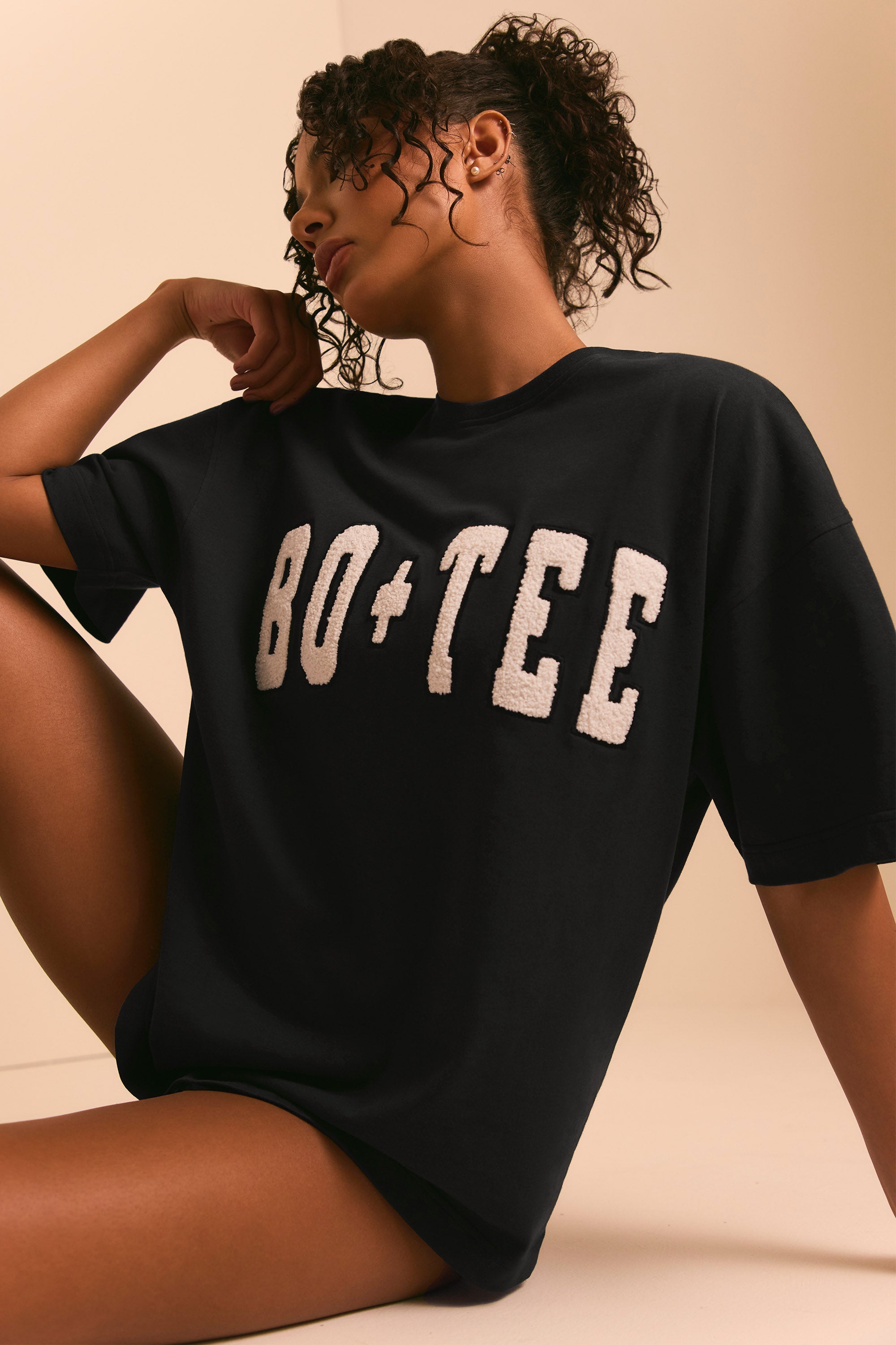 Ease Oversized Short Sleeve T-Shirt Black - Image 3