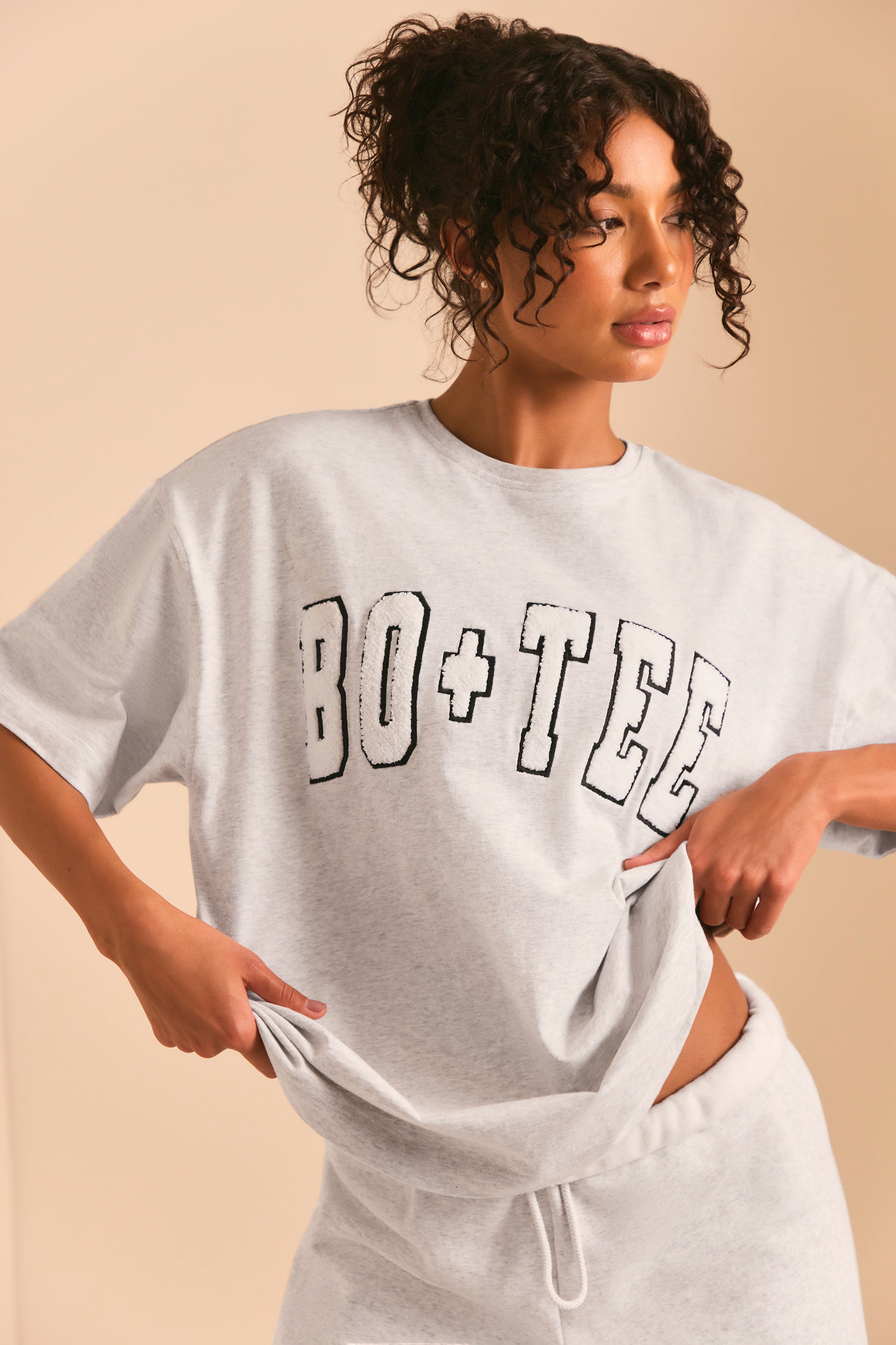 Oversized Short Sleeve T-Shirt in Heather Grey - Image 4