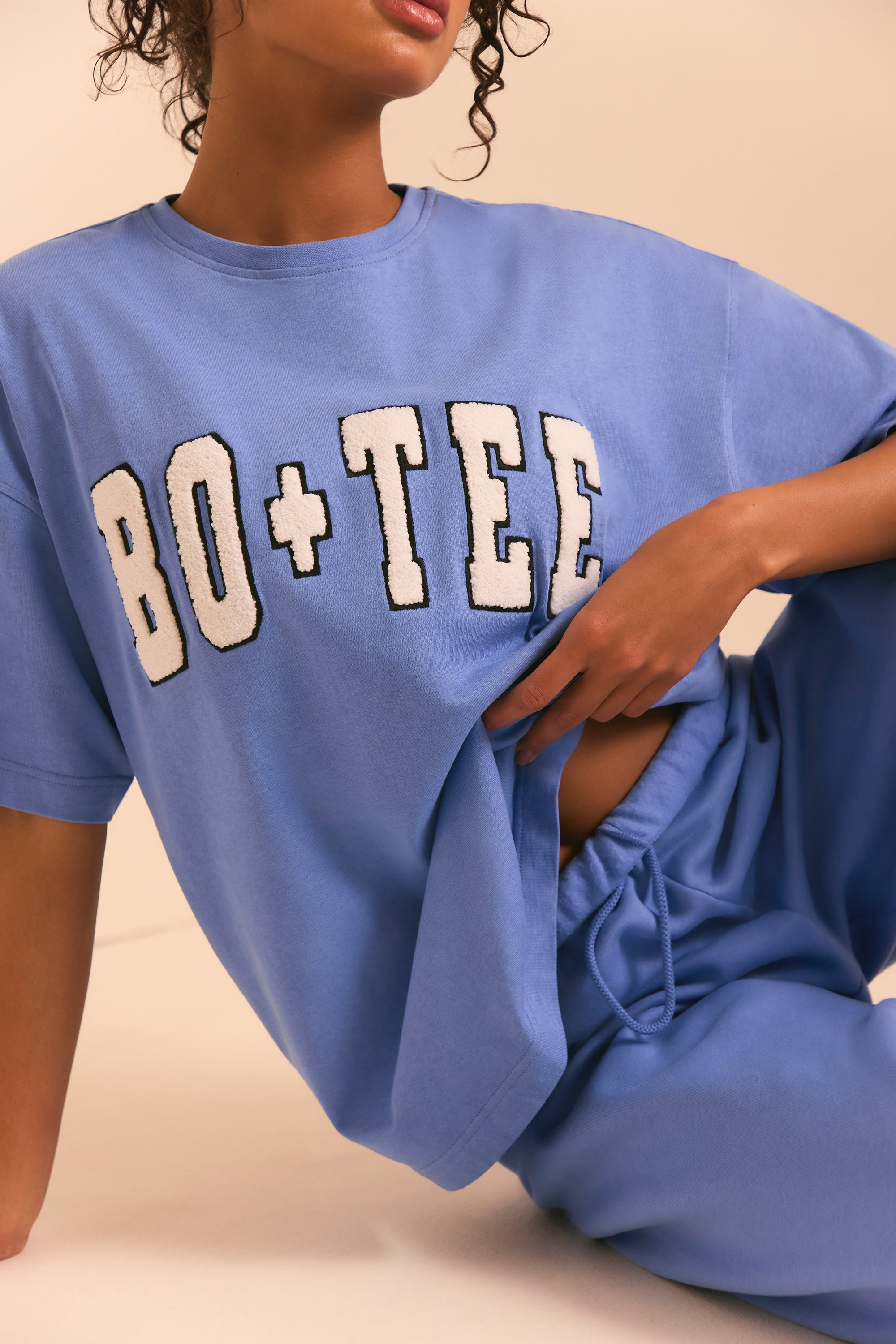 Ease Oversized Short Sleeve T-Shirt in Cerulean - Image 4