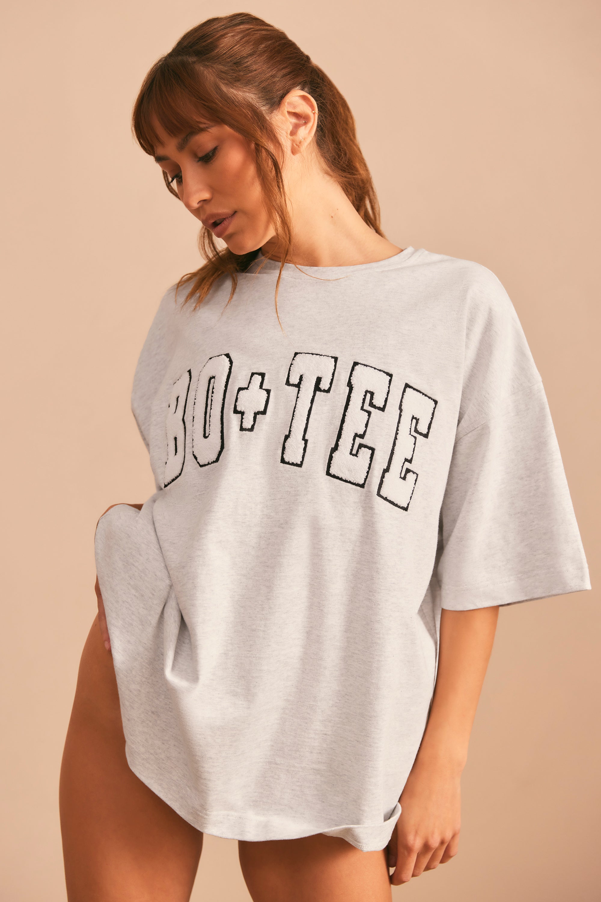 Oversized Short Sleeve T-Shirt in Heather Grey - Image 6