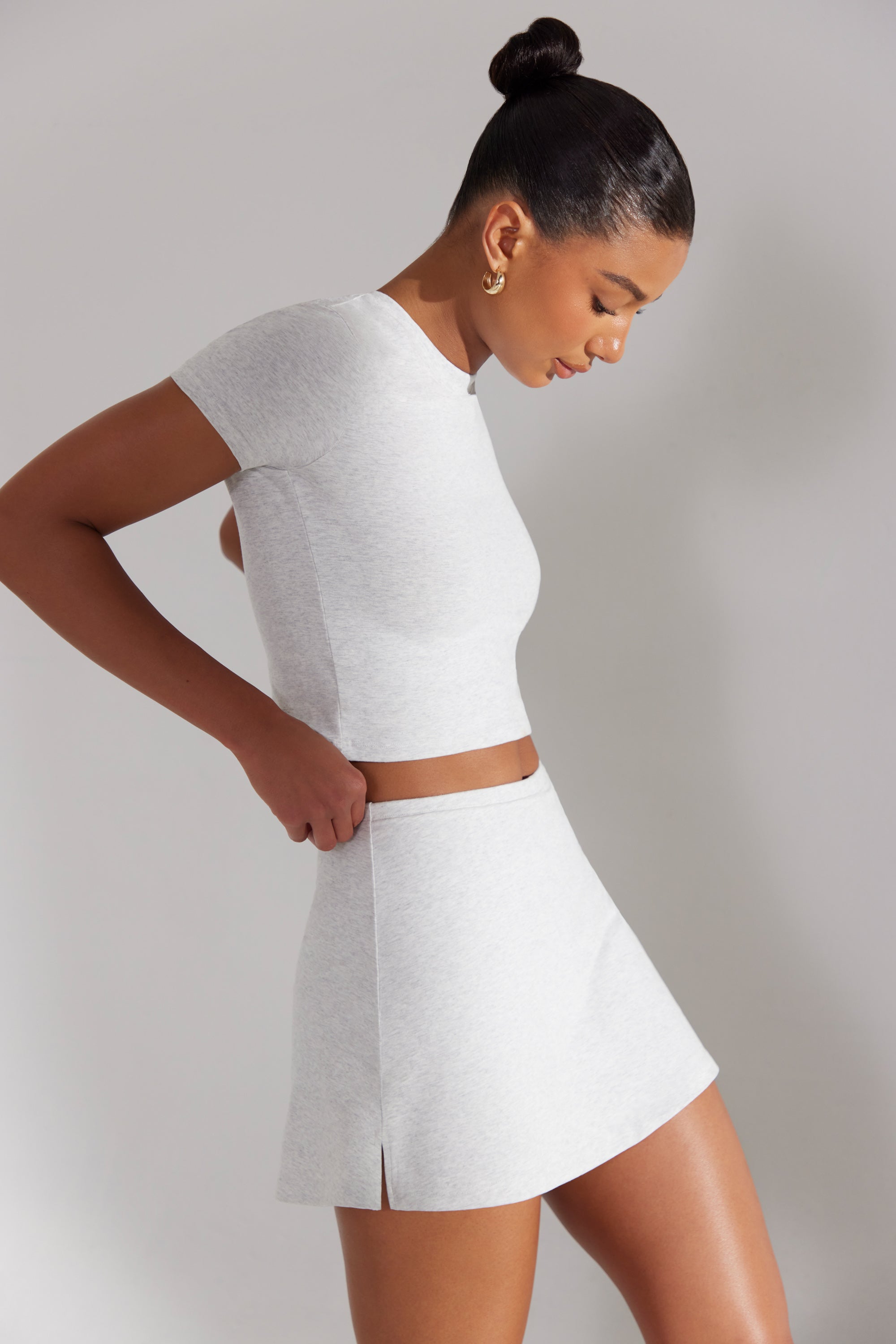 Foundation A-Line Mini Skort in Heather Grey - Image 3