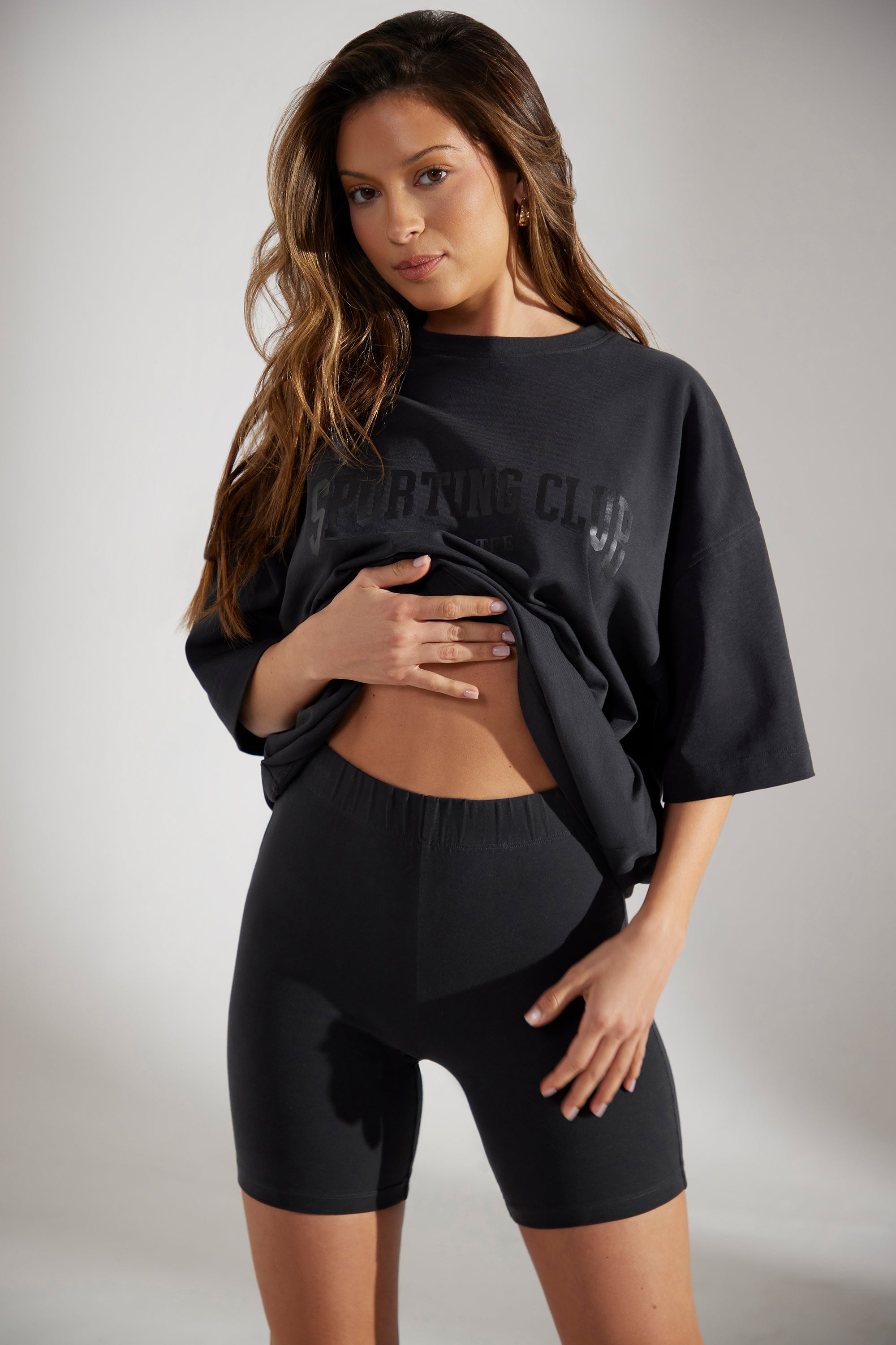 Base Biker Shorts in Washed Black - Image 2