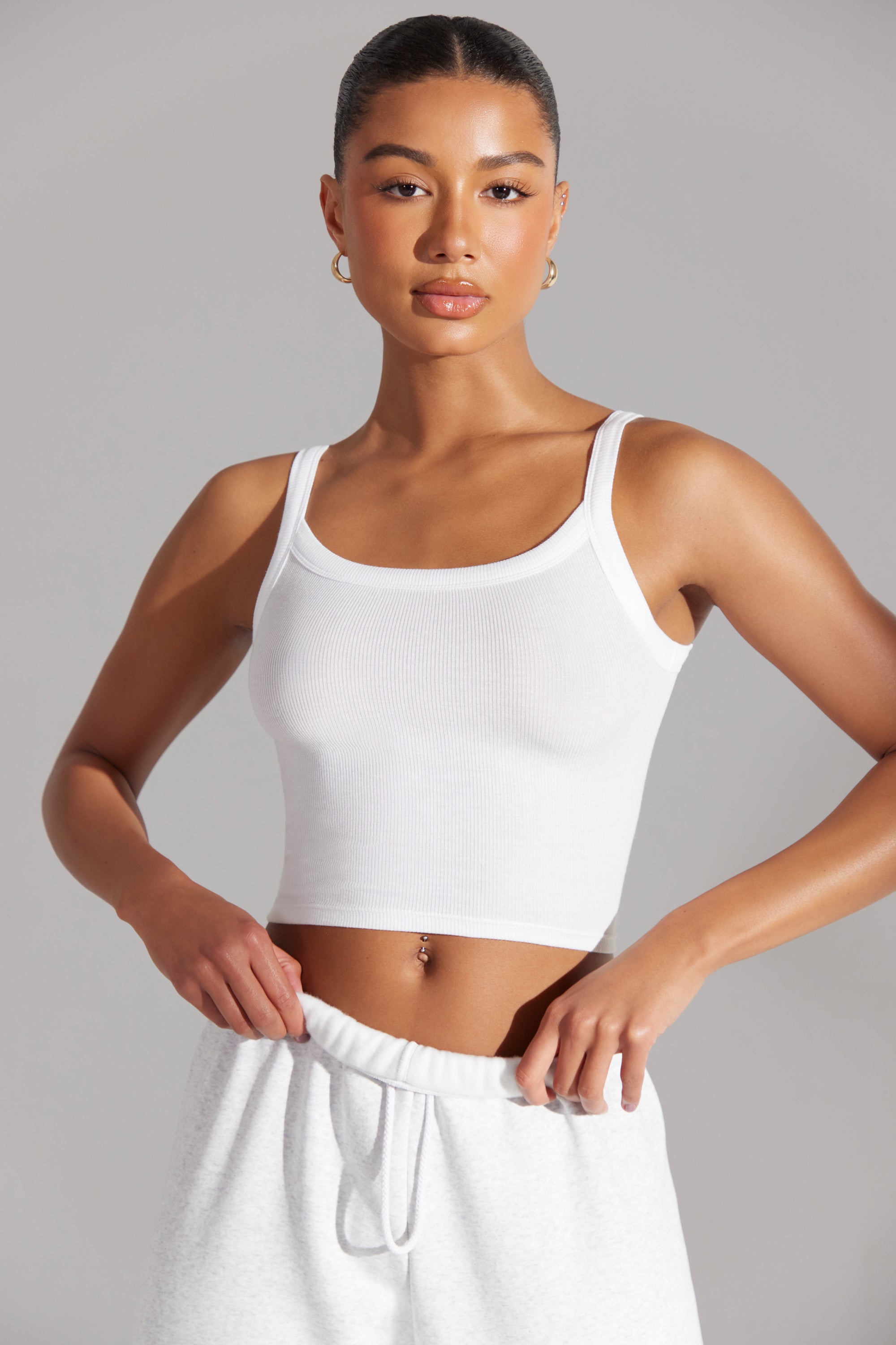 Body Soft Rib Tank Top in White