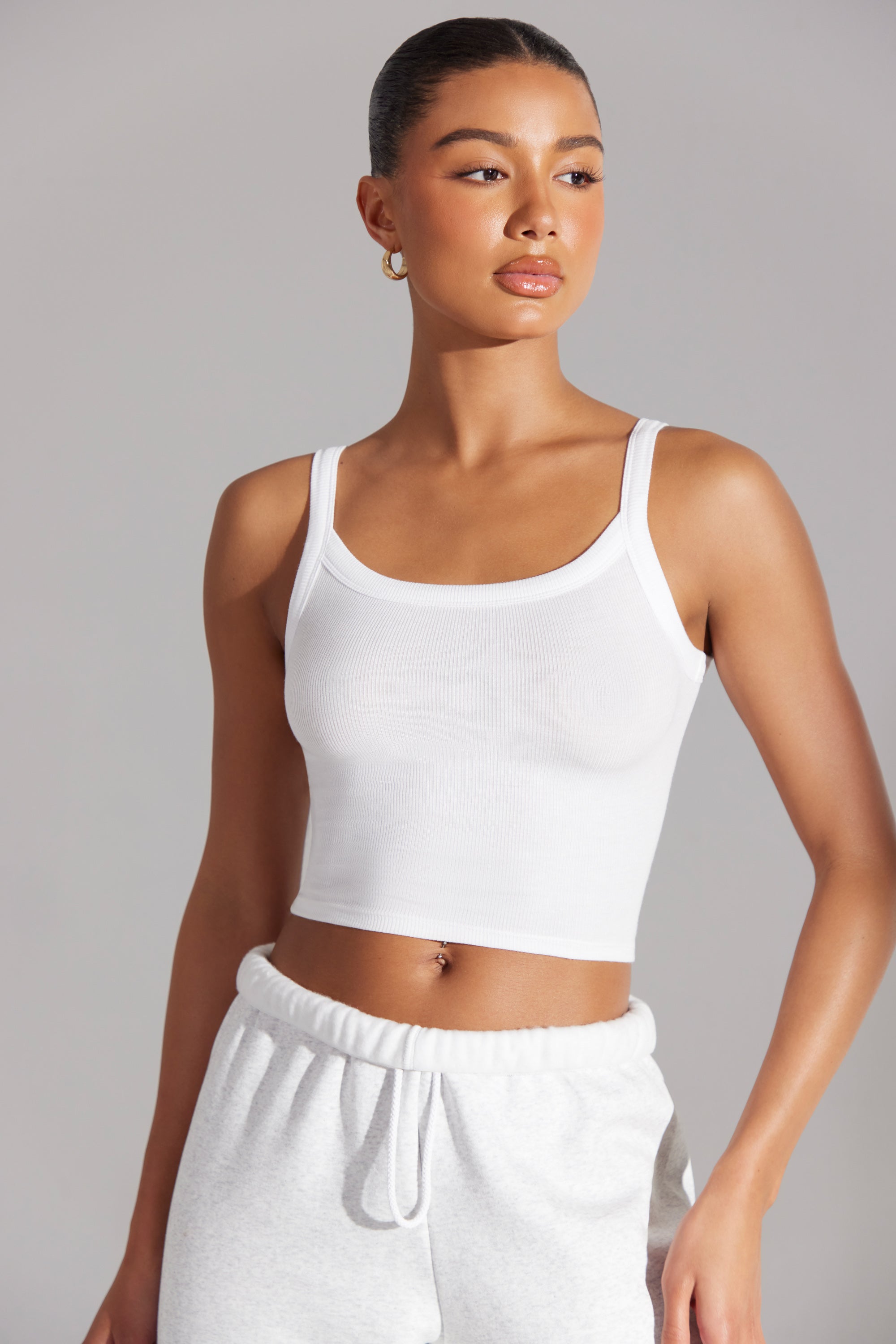 Body Soft Rib Tank Top in White - Image 5