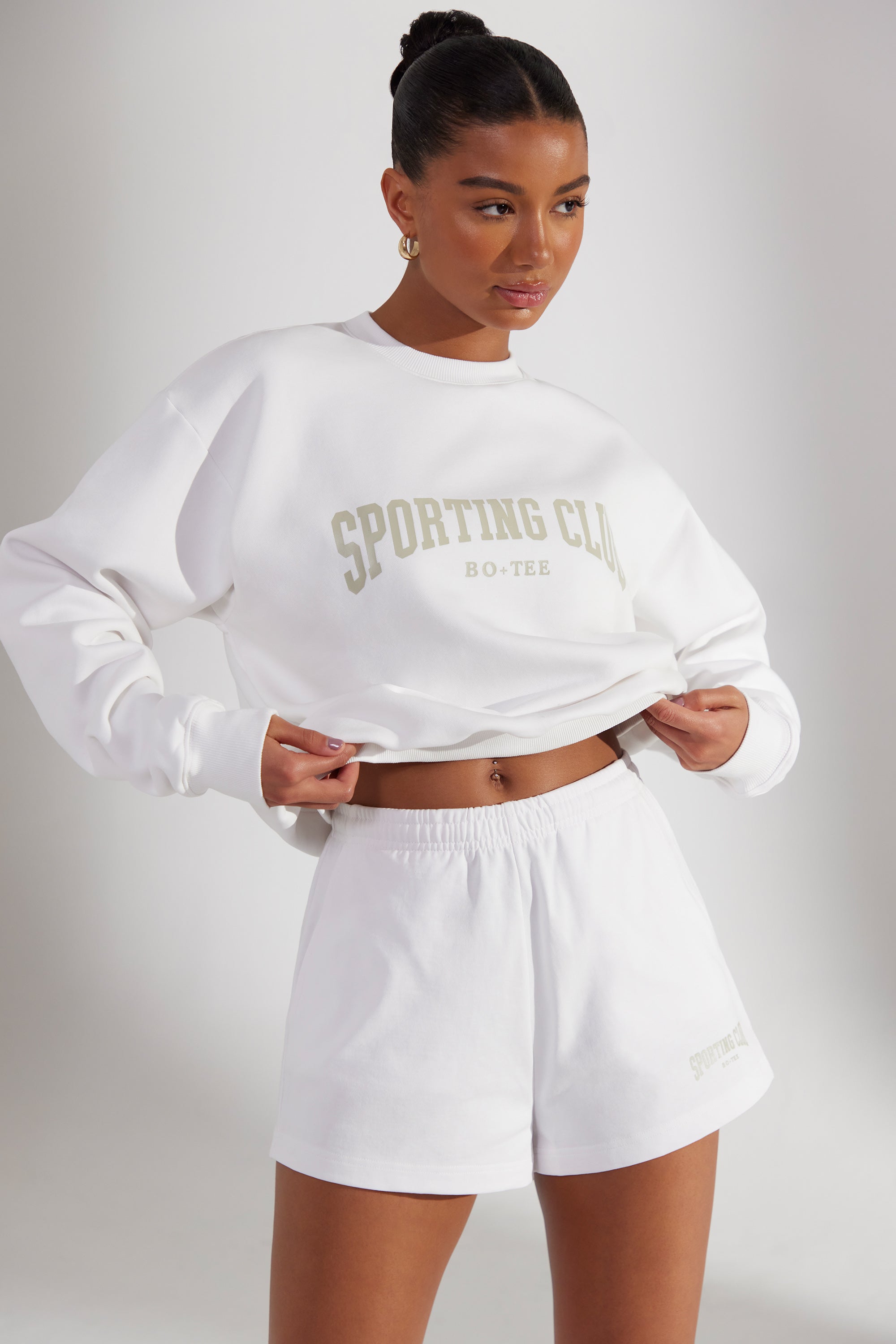 Groundwork Sweat Shorts in White - Image 5