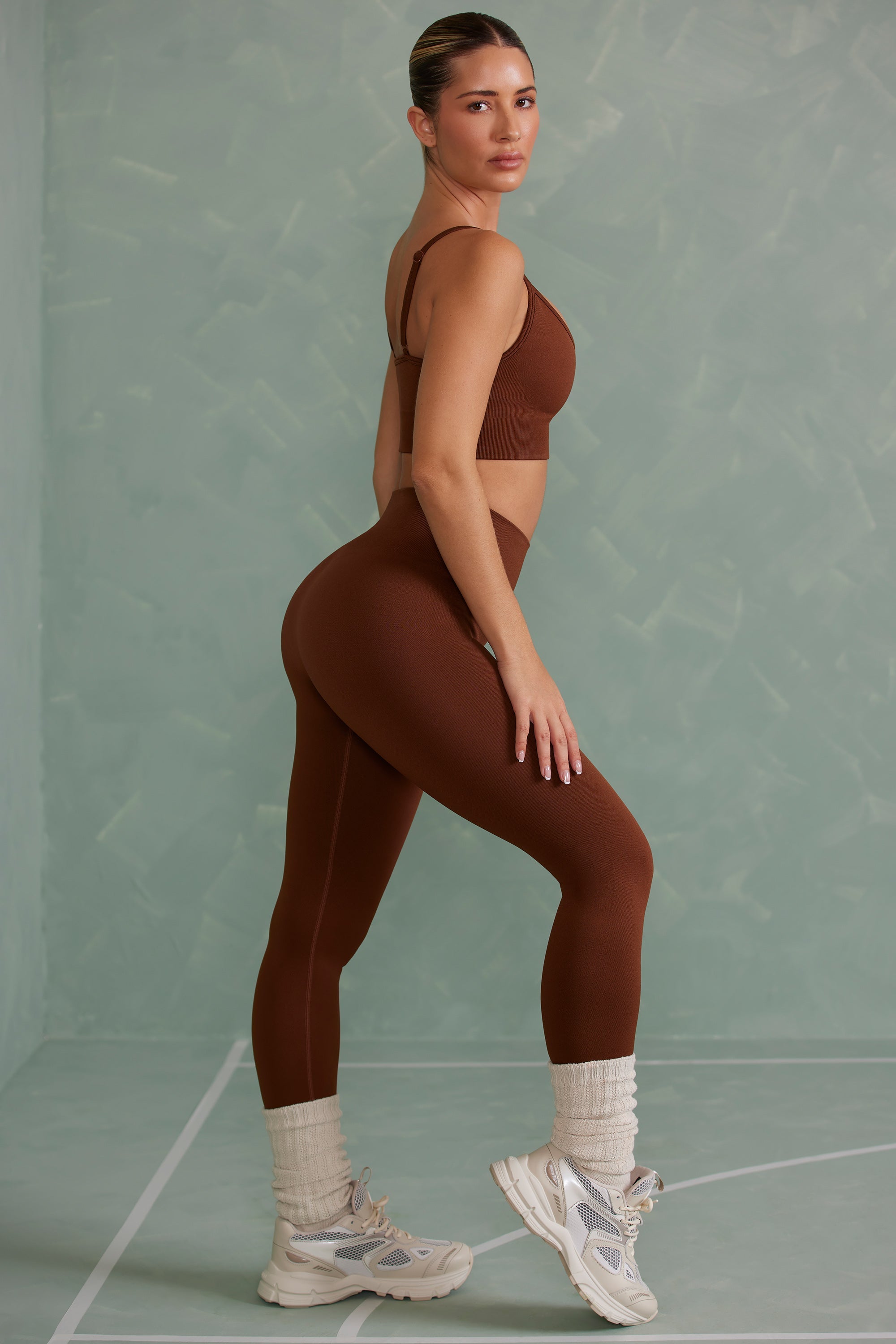 Super Sculpt Seamless Full Length Leggings in Copper Brown - Image 4