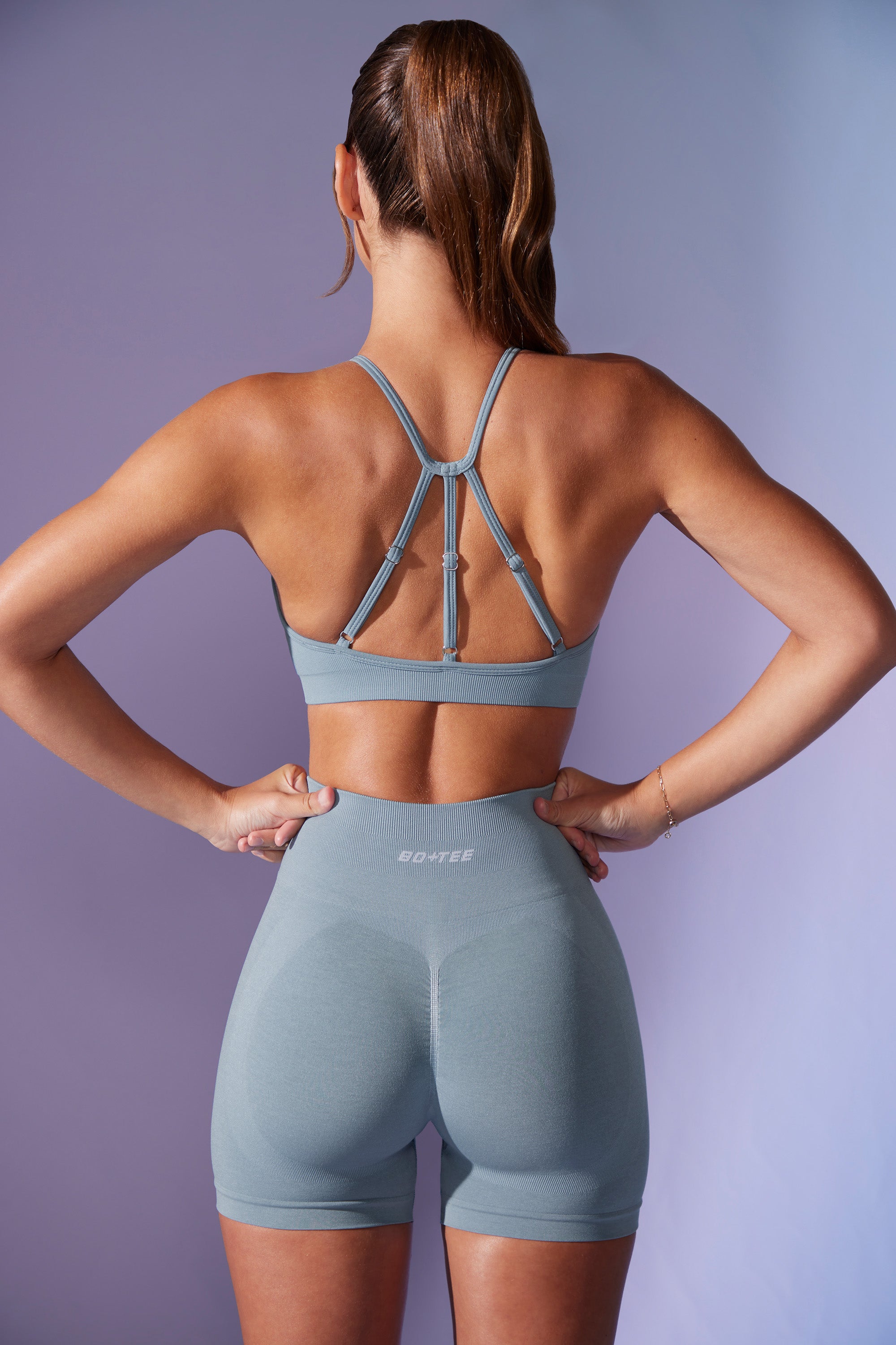 Contour High Waist Define Luxe Mini Shorts in Denim Blue - Image 2