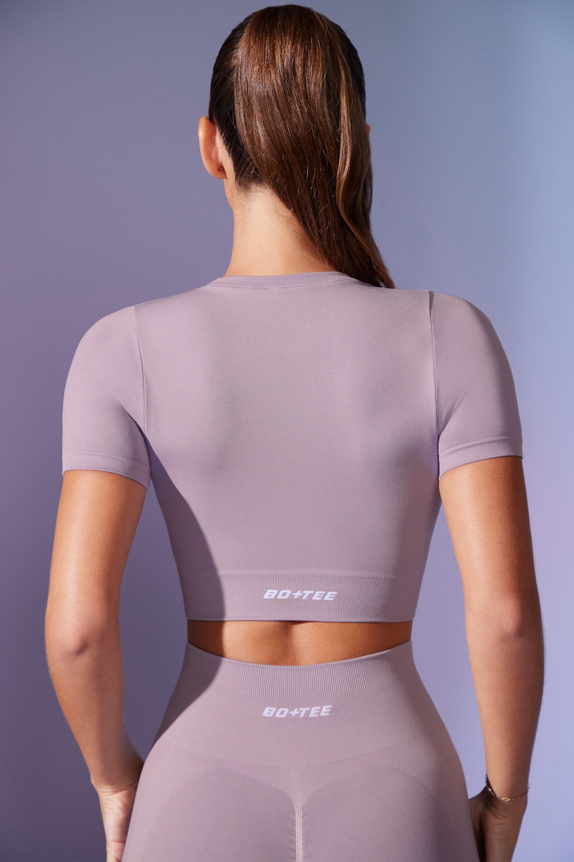 Excel Define Luxe Baby Tee Crop Top in Dusty Lilac - Image 2