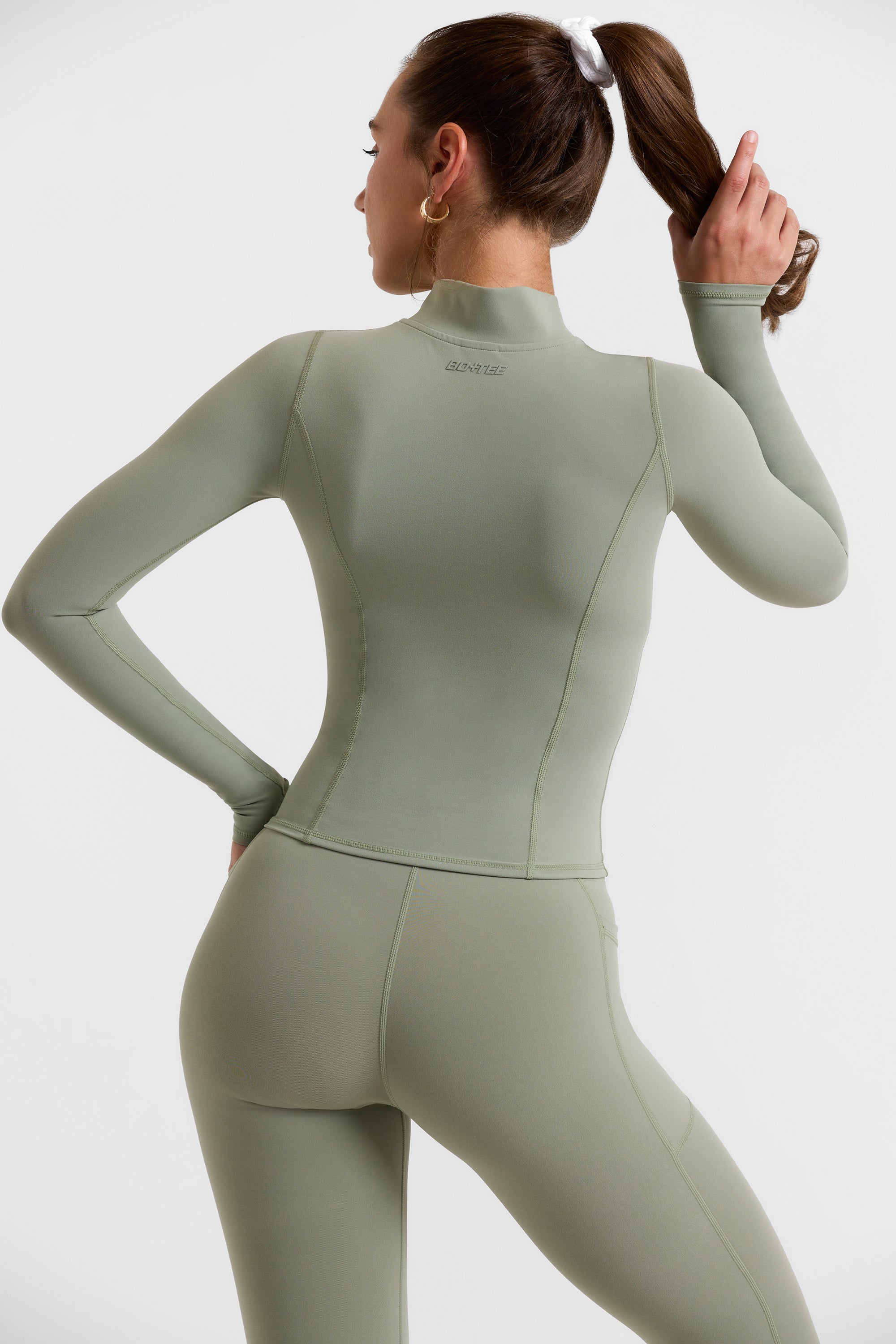 Rally Zip Up Jacket With Side Pockets in Bamboo Green - Image 2