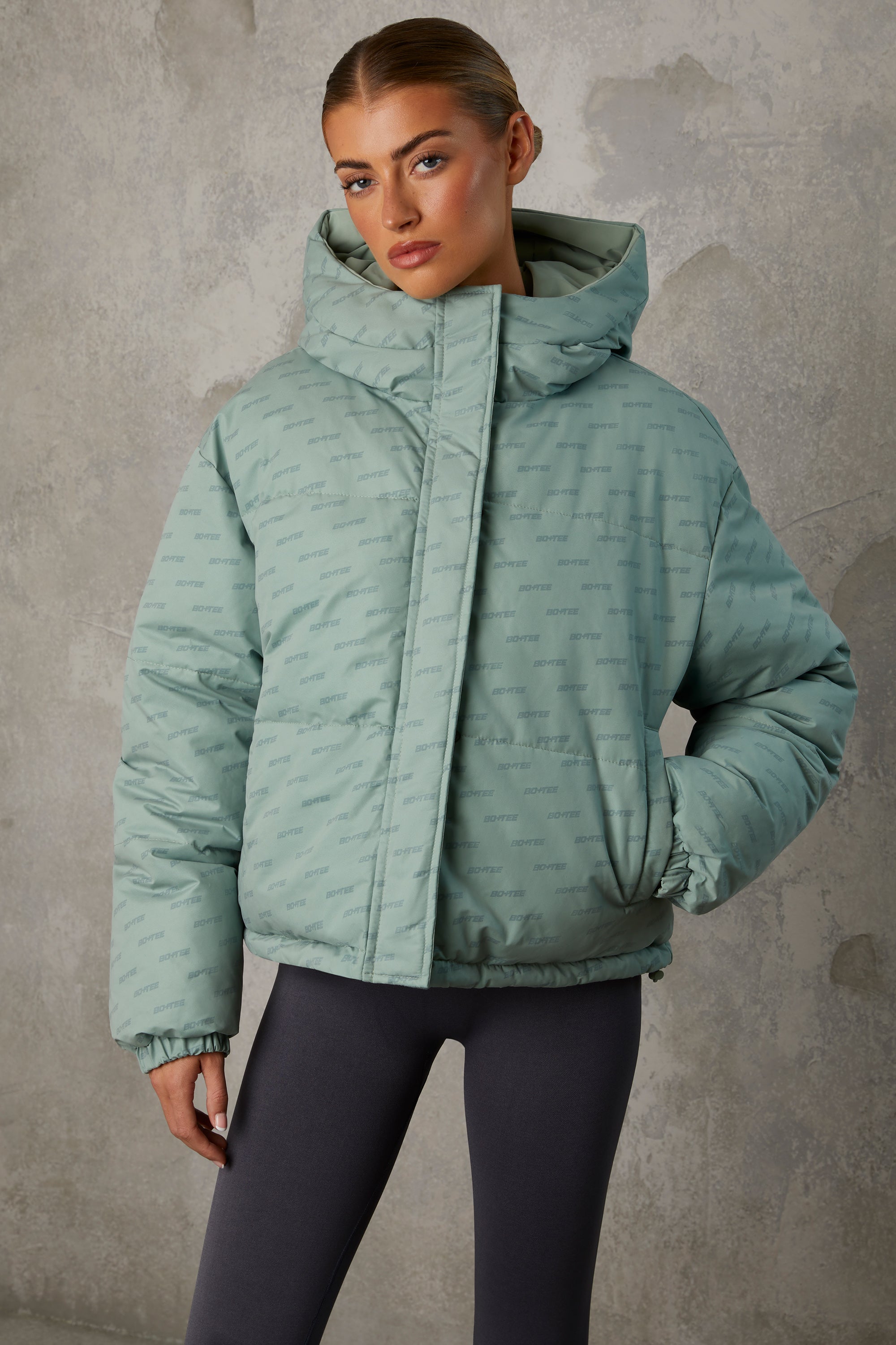 Layer Up Reversible Hooded Puffer Jacket in Iceberg Green - Image 14
