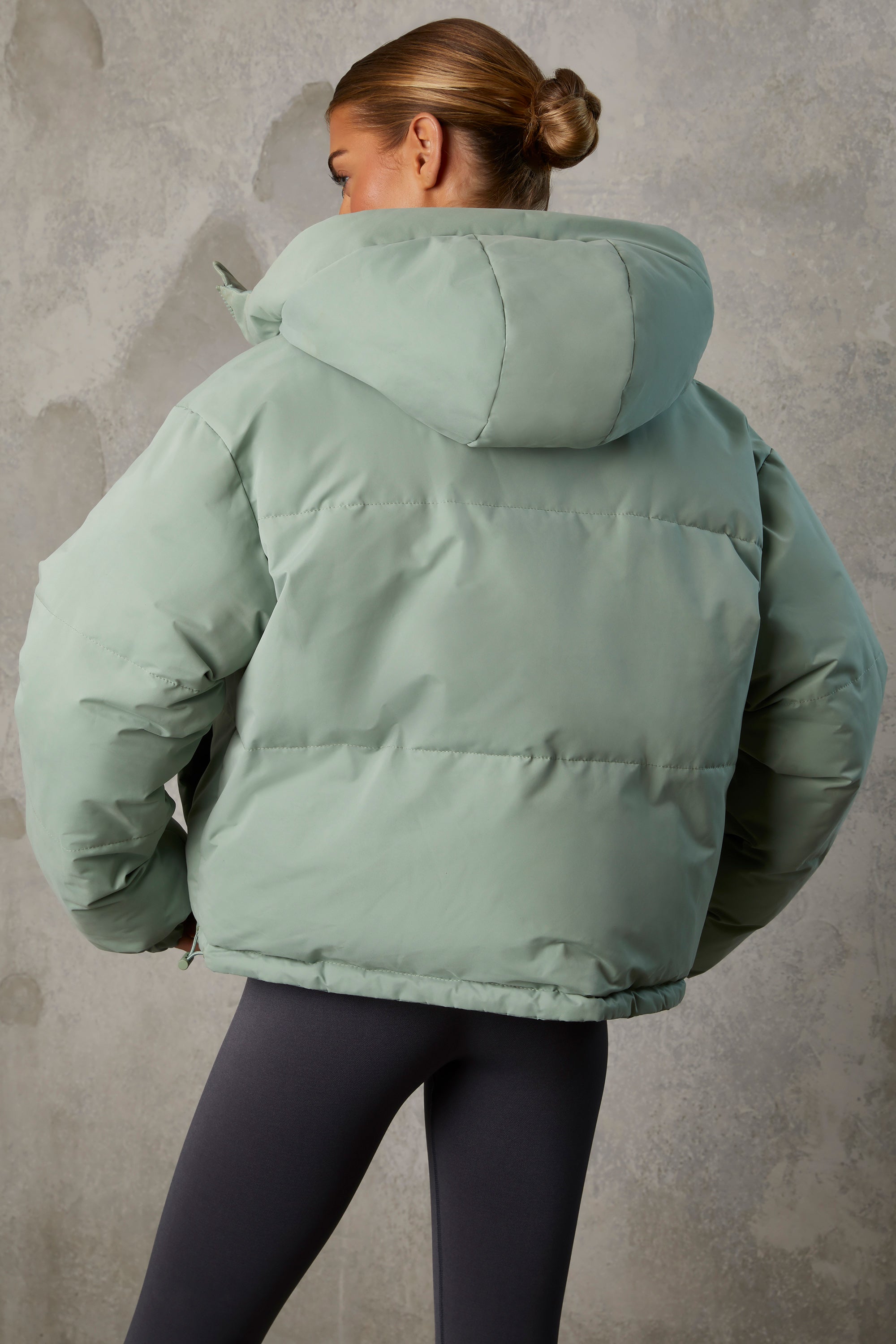 Layer Up Reversible Hooded Puffer Jacket in Iceberg Green - Image 2