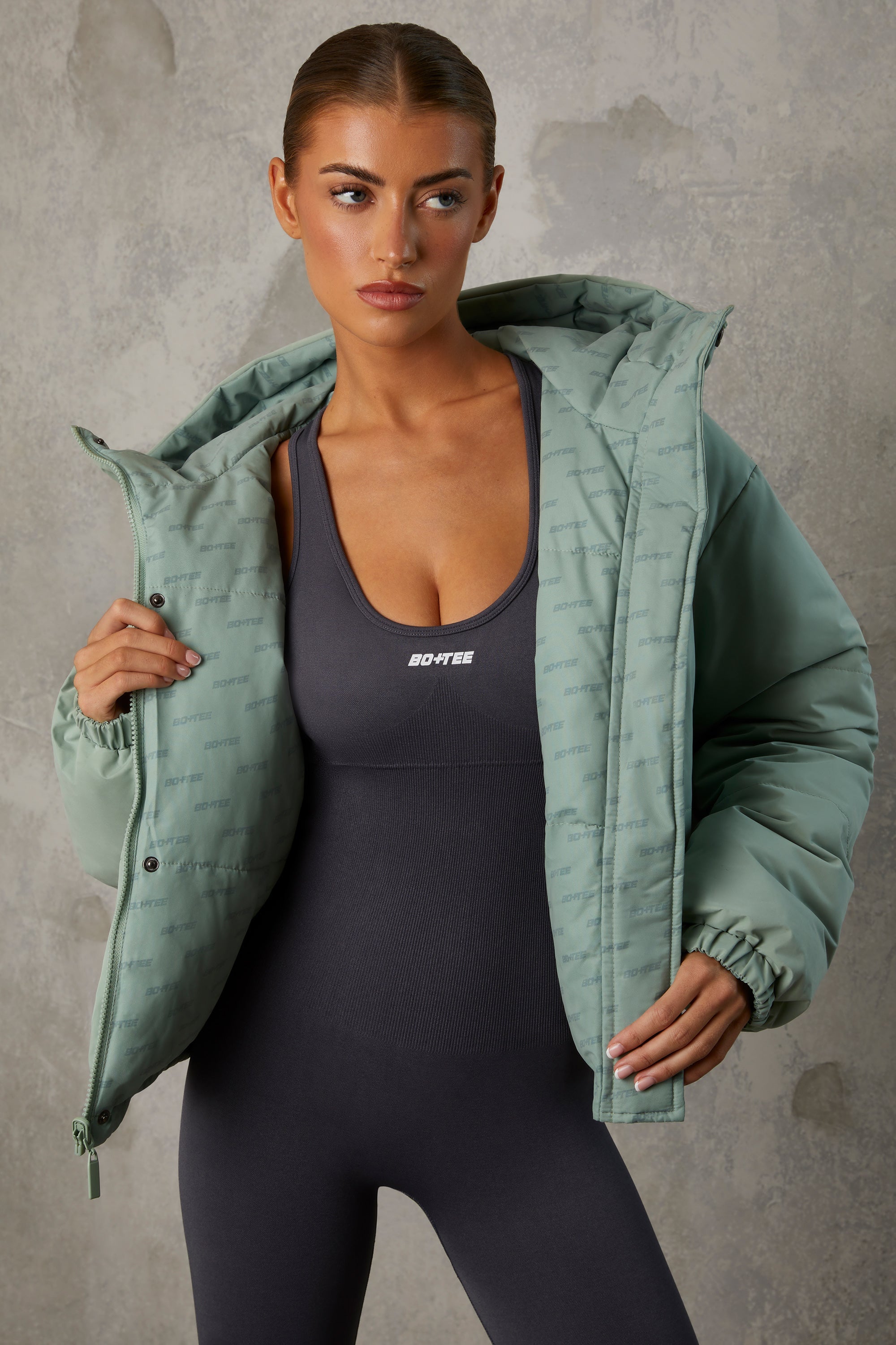 Layer Up Reversible Hooded Puffer Jacket in Iceberg Green - Image 6