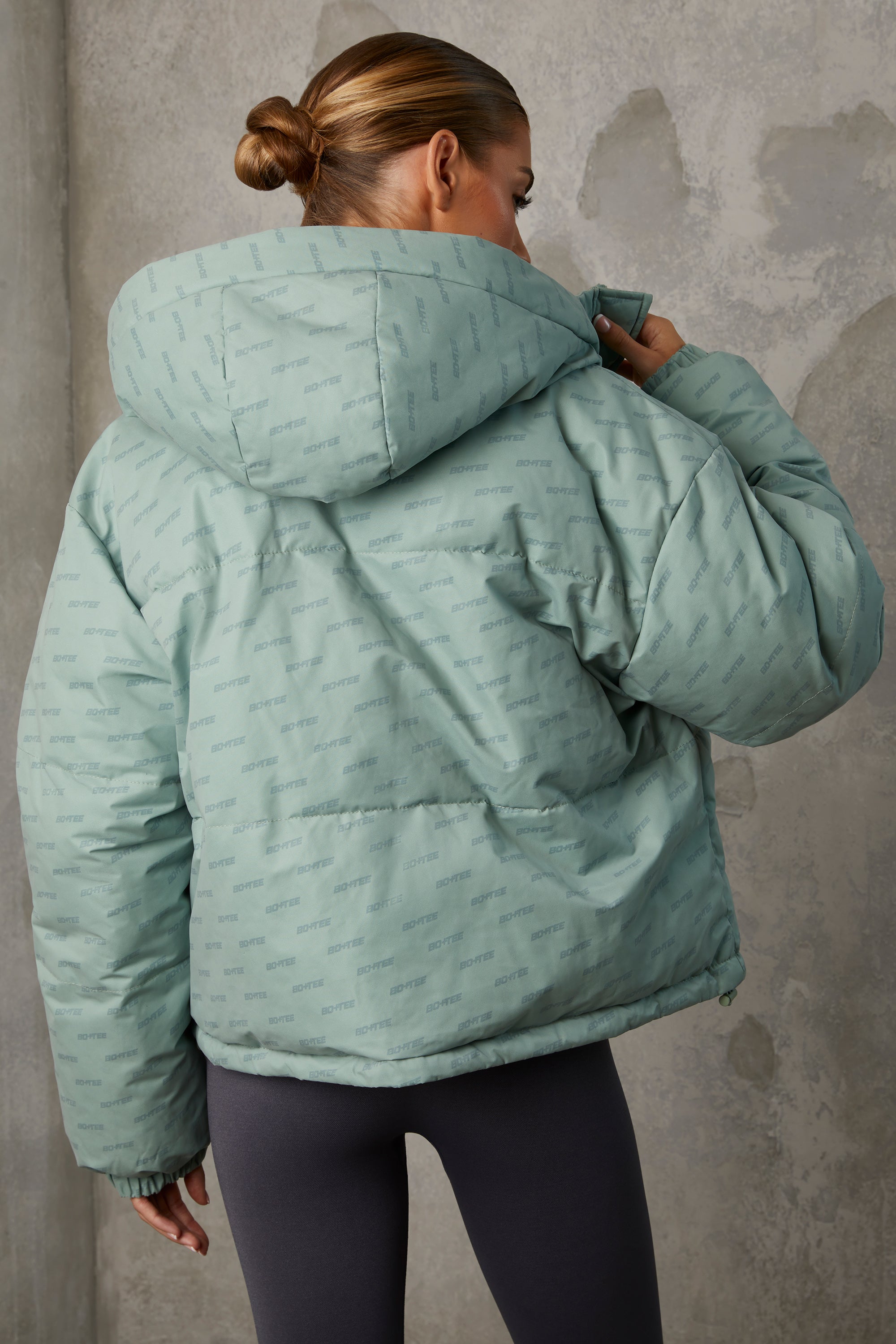 Layer Up Reversible Hooded Puffer Jacket in Iceberg Green - Image 10