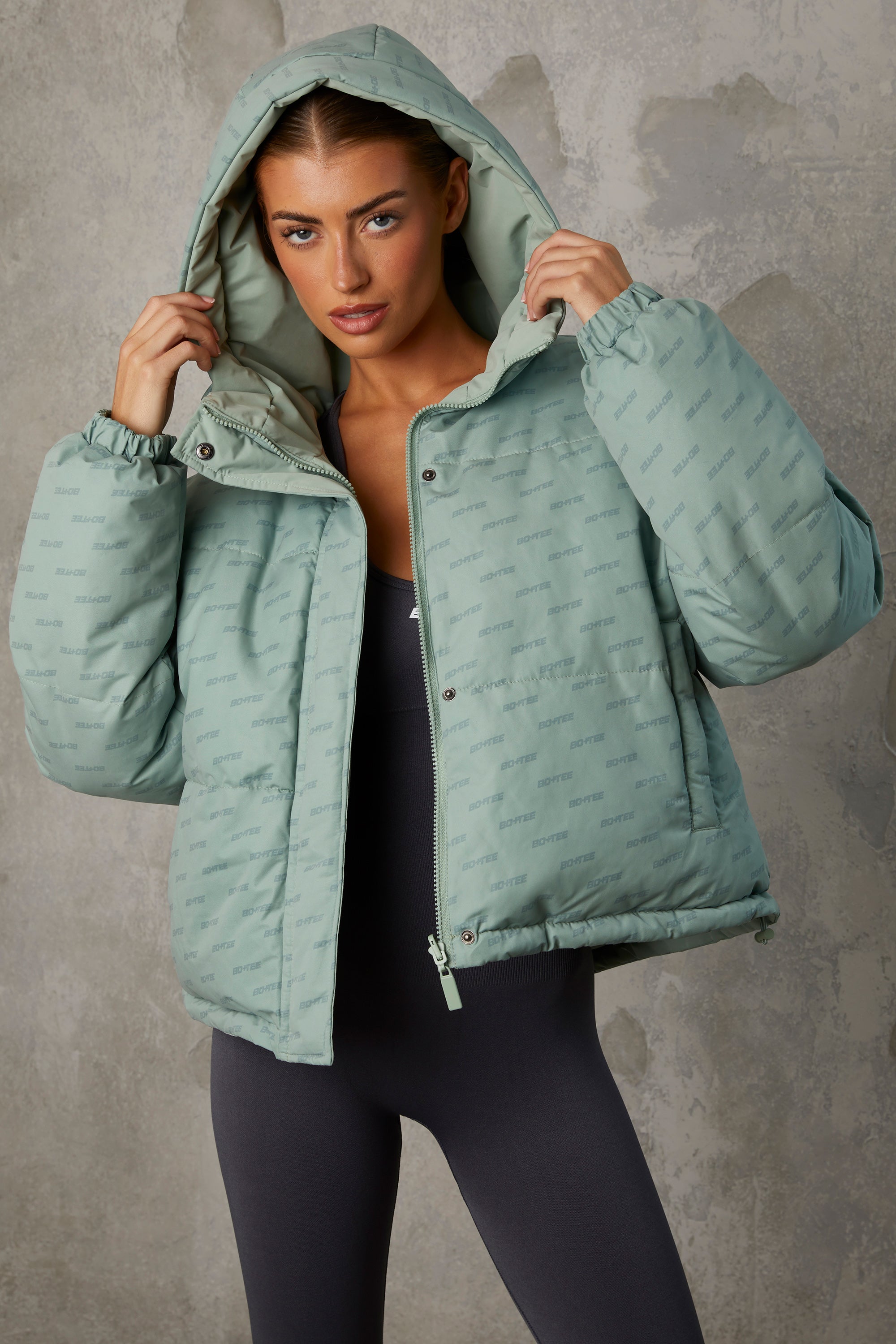 Layer Up Reversible Hooded Puffer Jacket in Iceberg Green - Image 11
