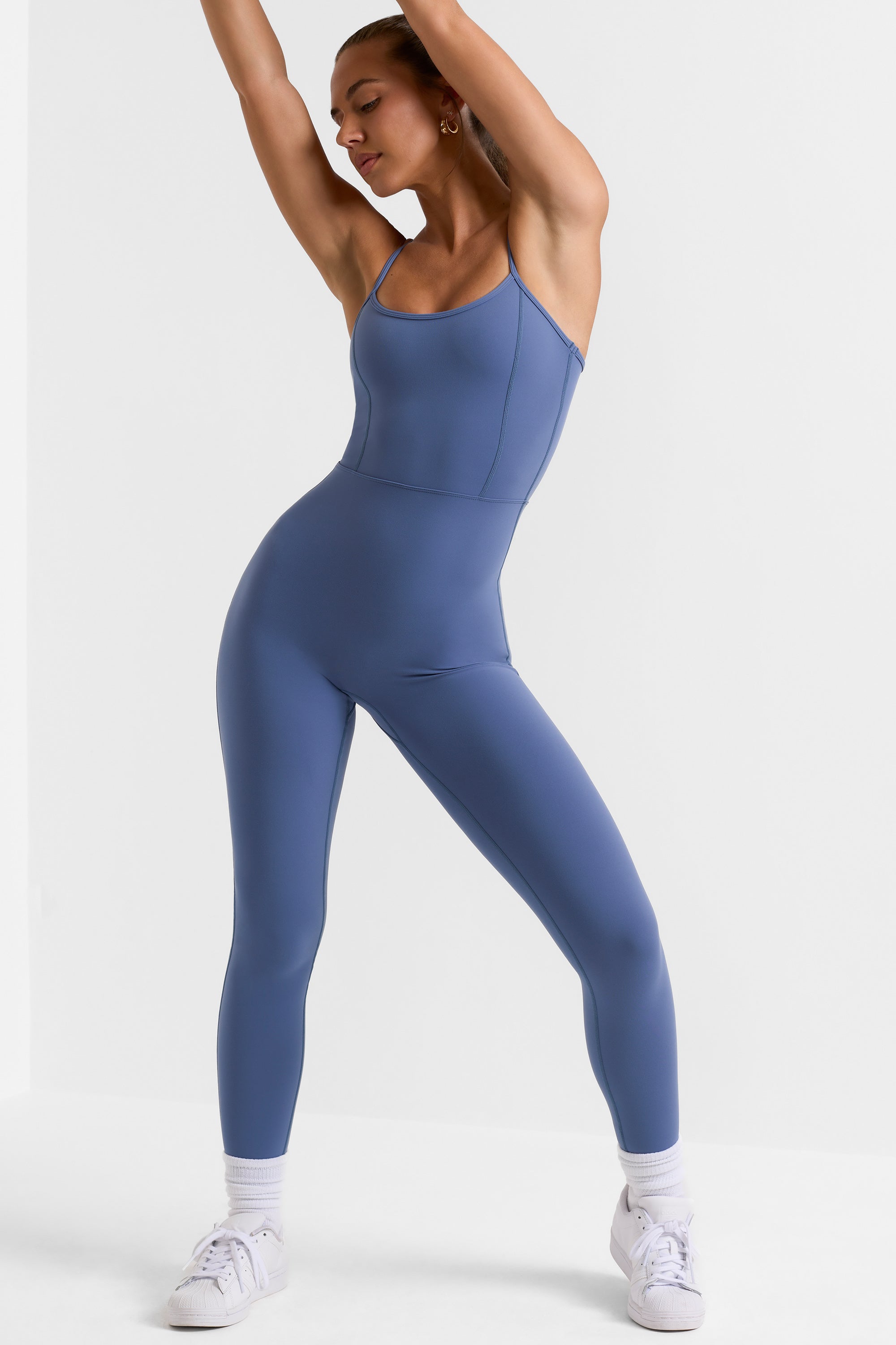 Ace Open Back Full Length Unitard in Slate Blue - Image 6
