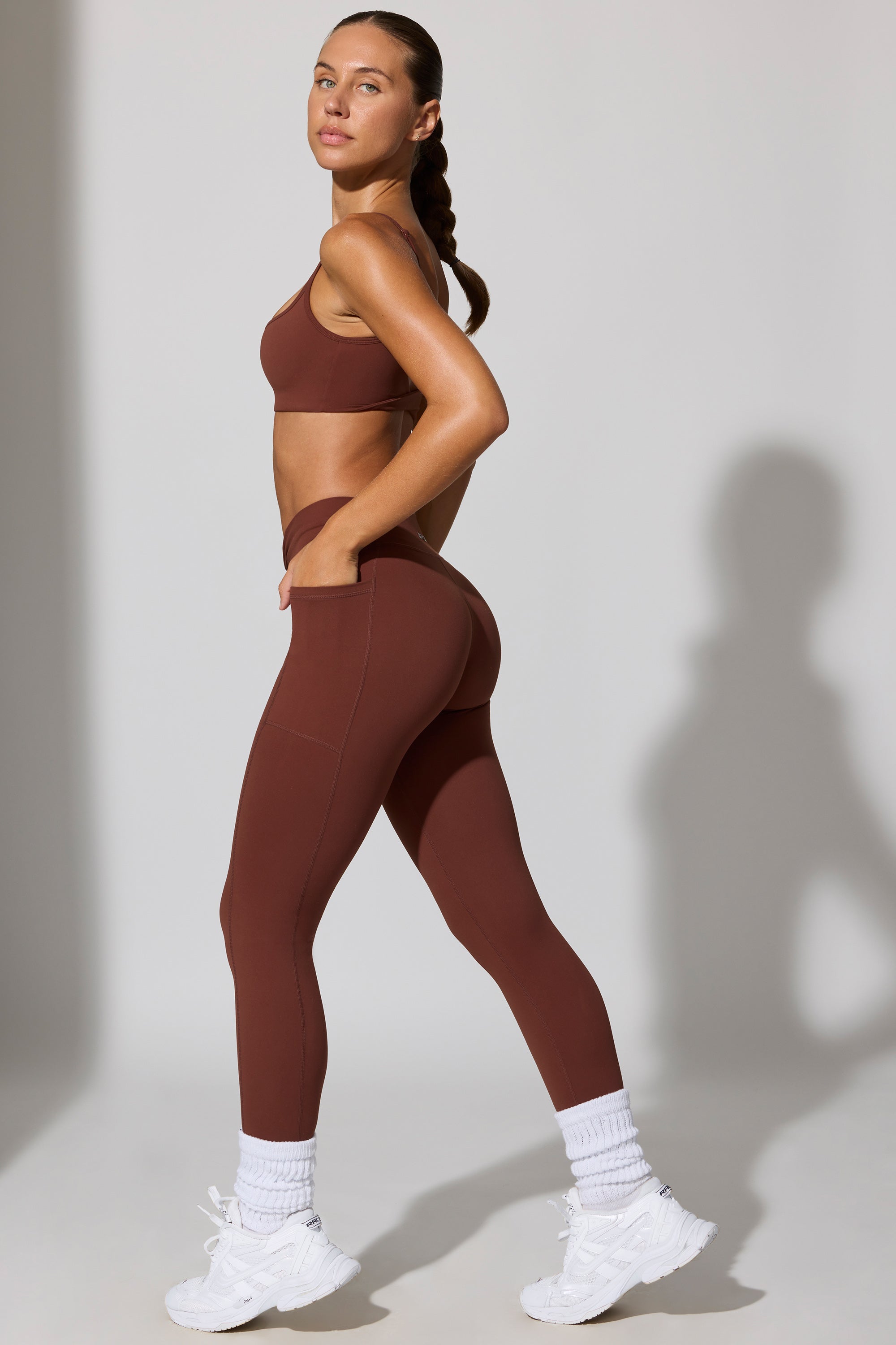 Change Full Length Leggings with Pockets in Chocolate - Image 3