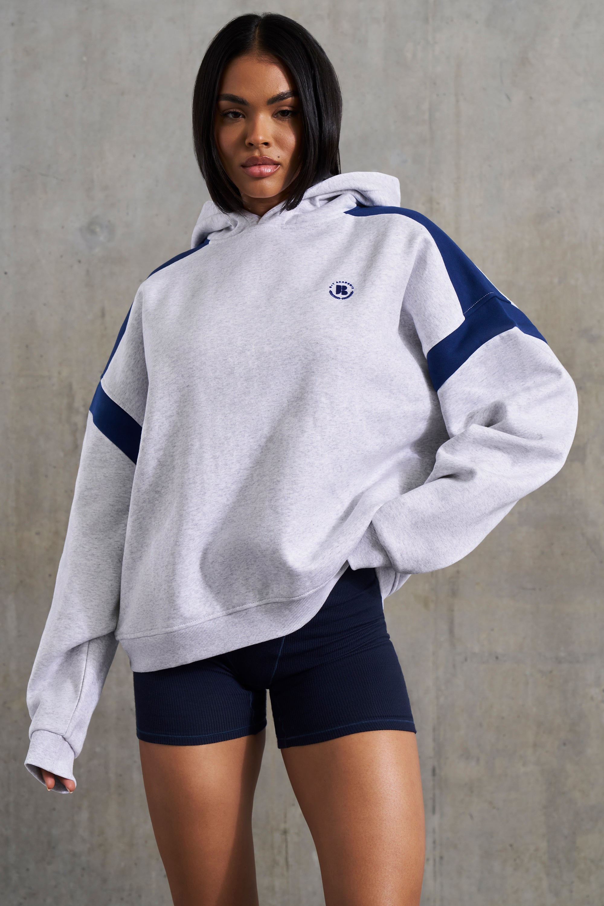 Academic Oversized Hooded Sweatshirt in Heather Grey - Image 5