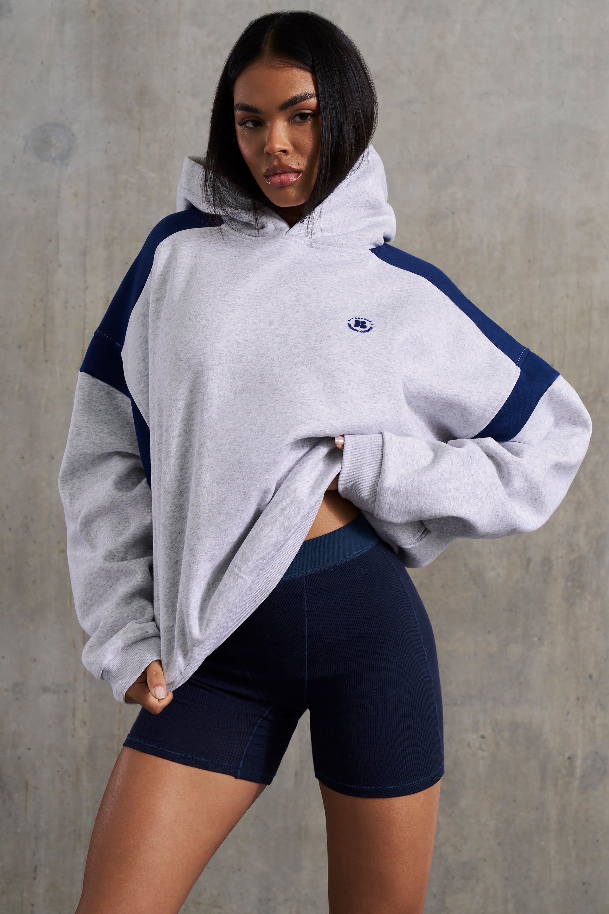 Academic Oversized Hooded Sweatshirt in Heather Grey - Image 7