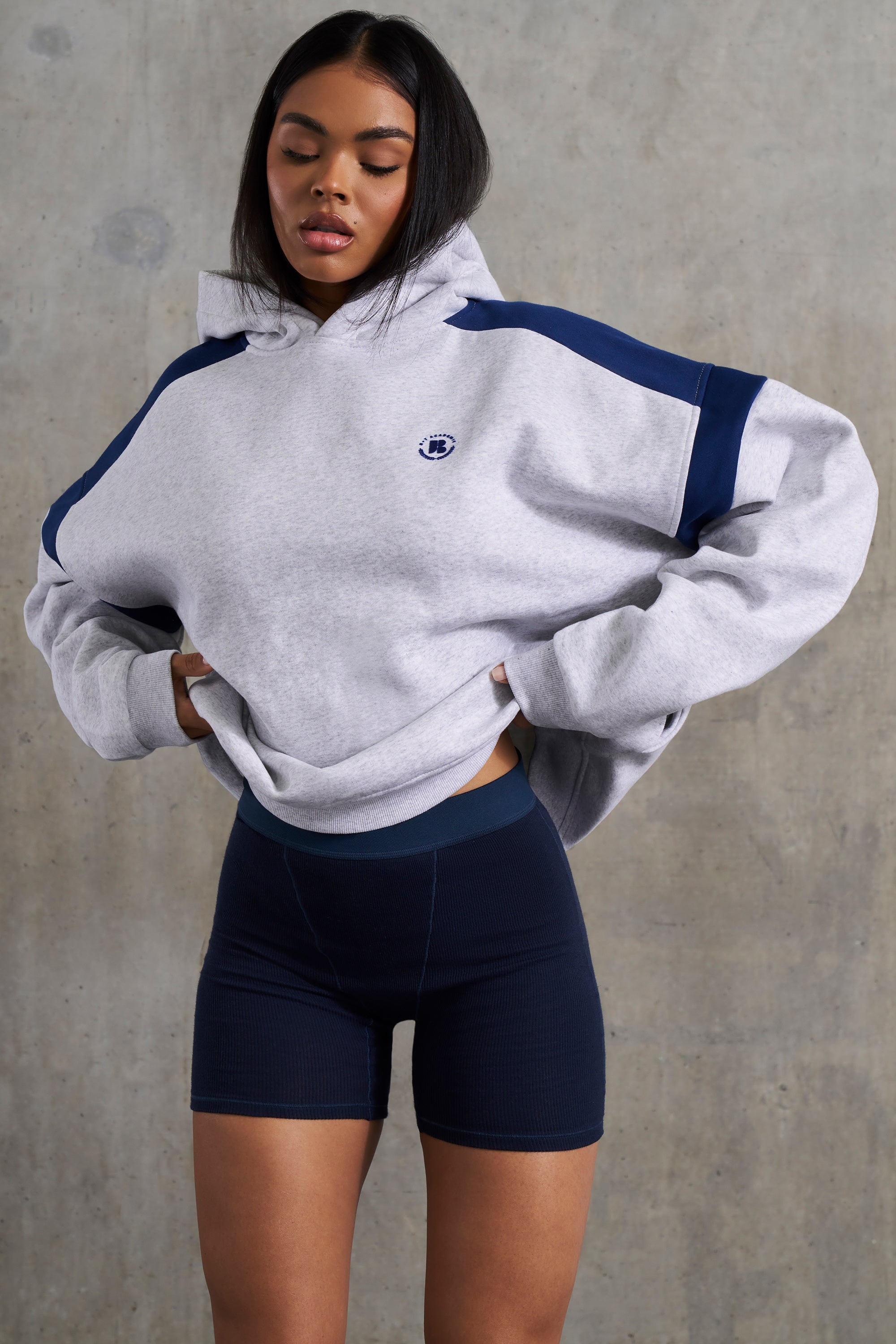 Academic Oversized Hooded Sweatshirt in Heather Grey