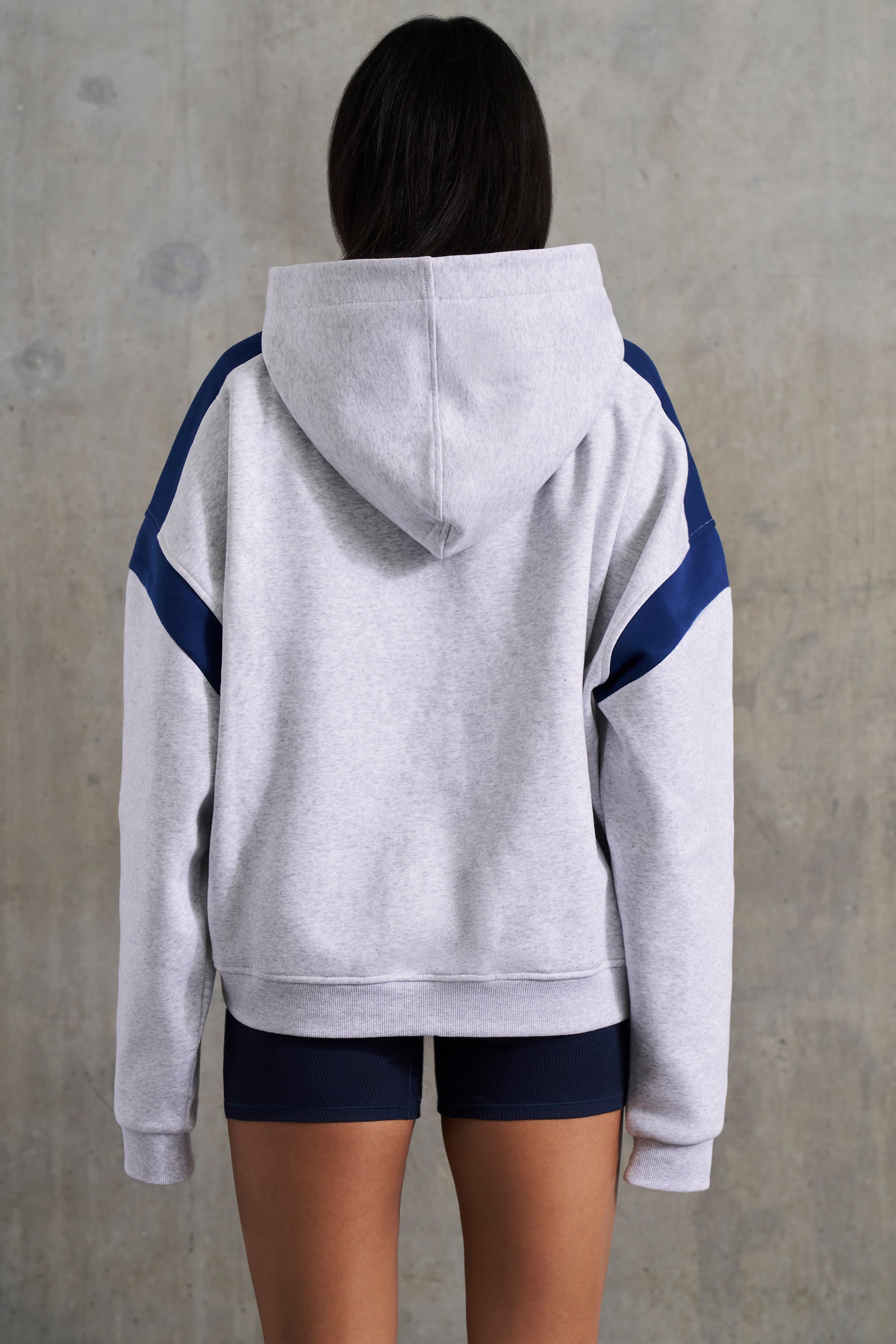 Academic Oversized Hooded Sweatshirt in Heather Grey - Image 2