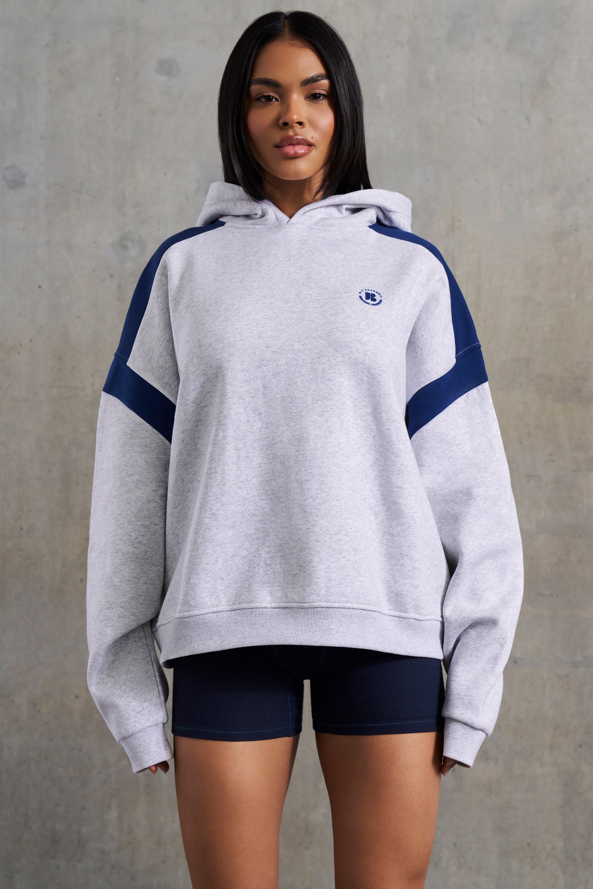Academic Oversized Hooded Sweatshirt in Heather Grey - Image 4