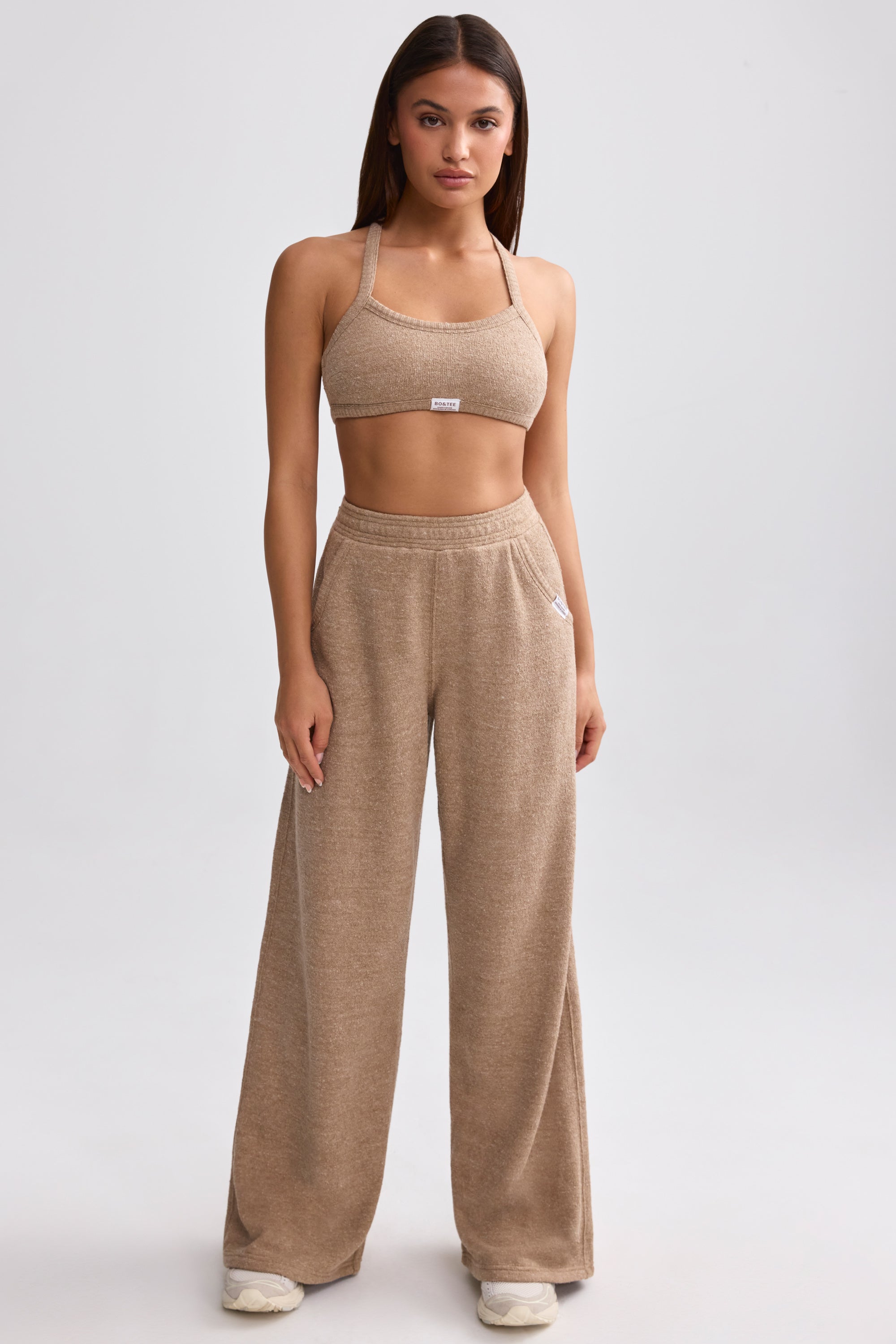 Terry Towelling Wide-Leg Joggers in Mocha Brown - Image 6