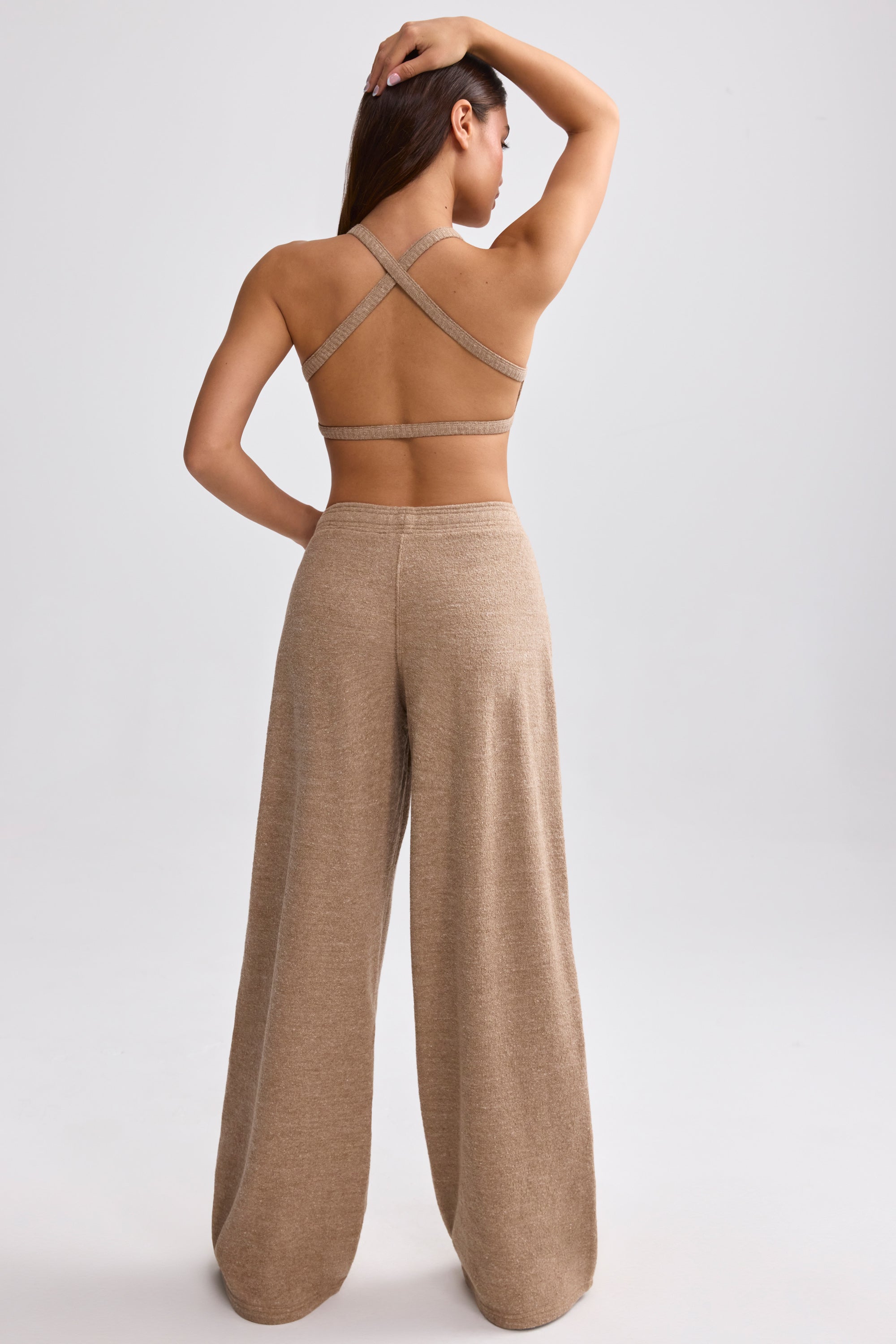 Terry Towelling Wide-Leg Joggers in Mocha Brown - Image 2