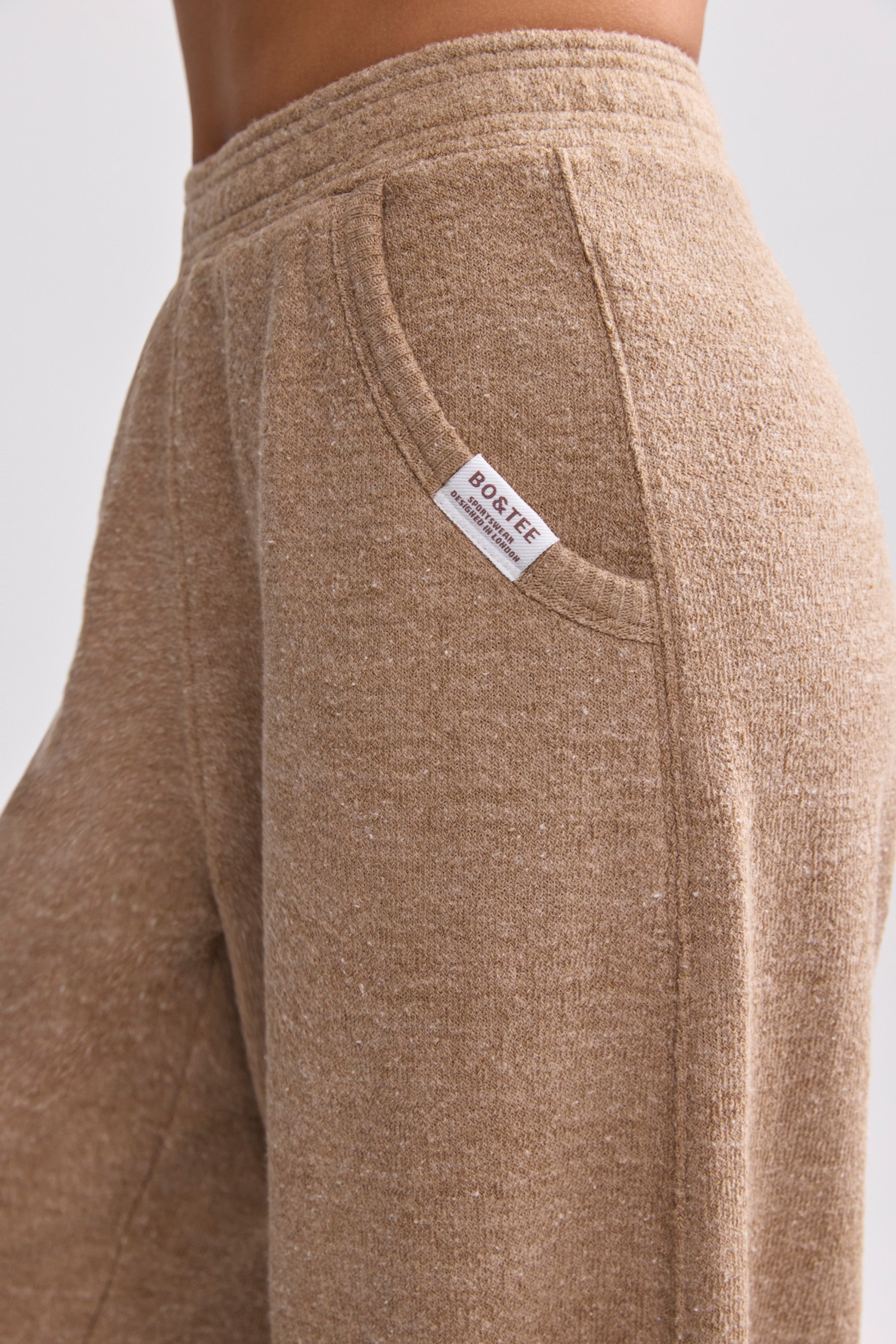 Terry Towelling Wide-Leg Joggers in Mocha Brown - Image 4