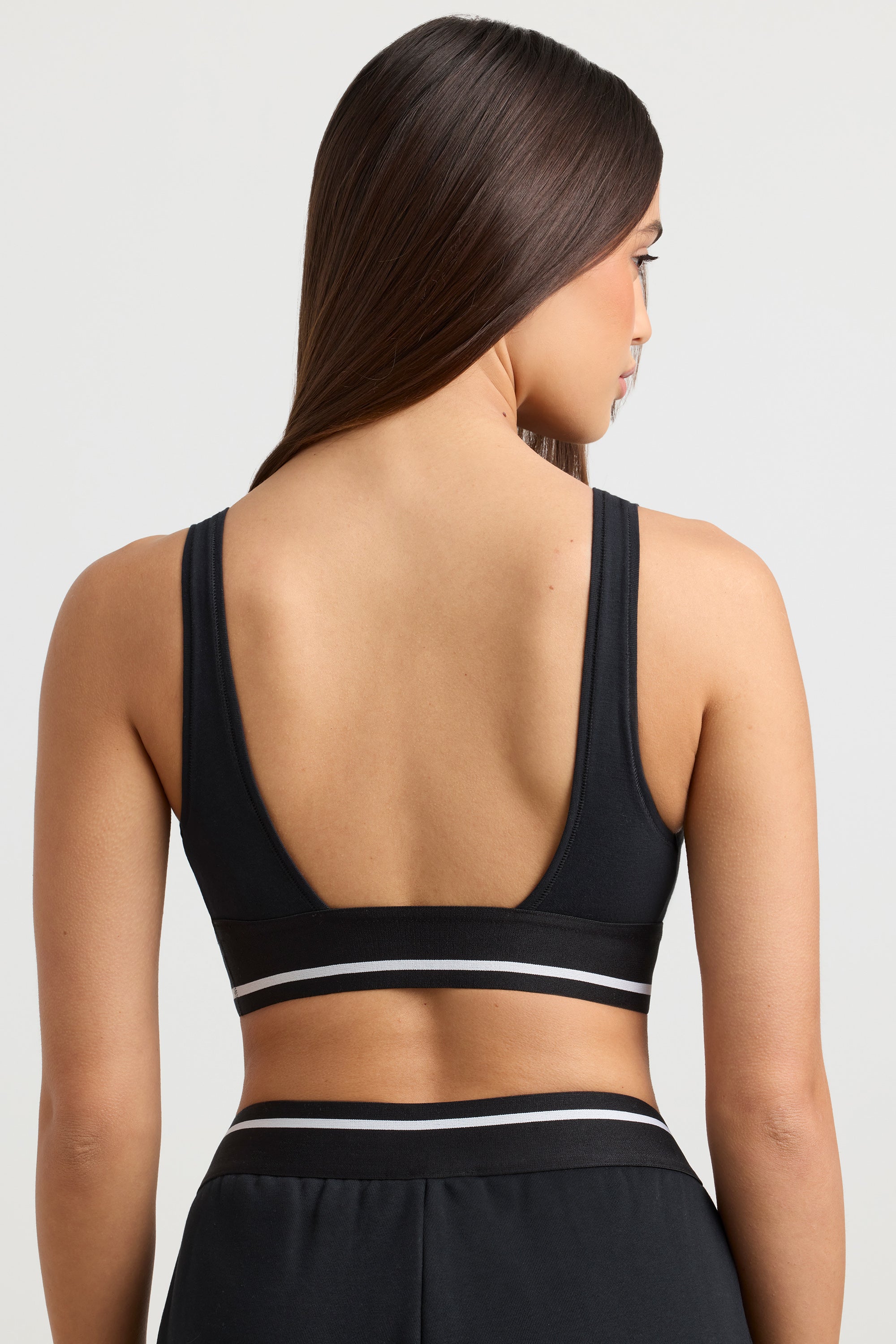 Recreation Plunge-Neck Crop Top in Black - Image 2