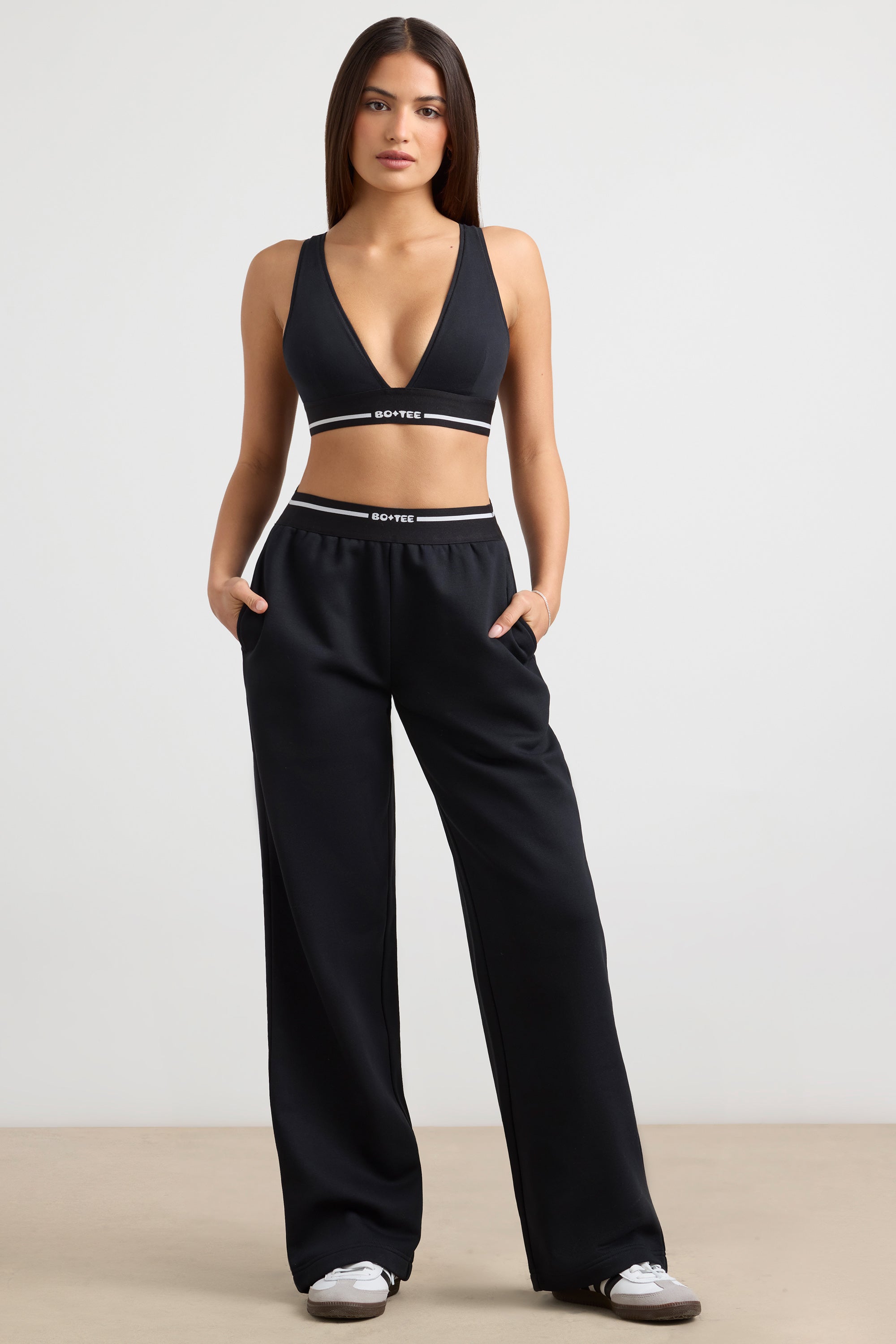Recreation Plunge-Neck Crop Top in Black - Image 8