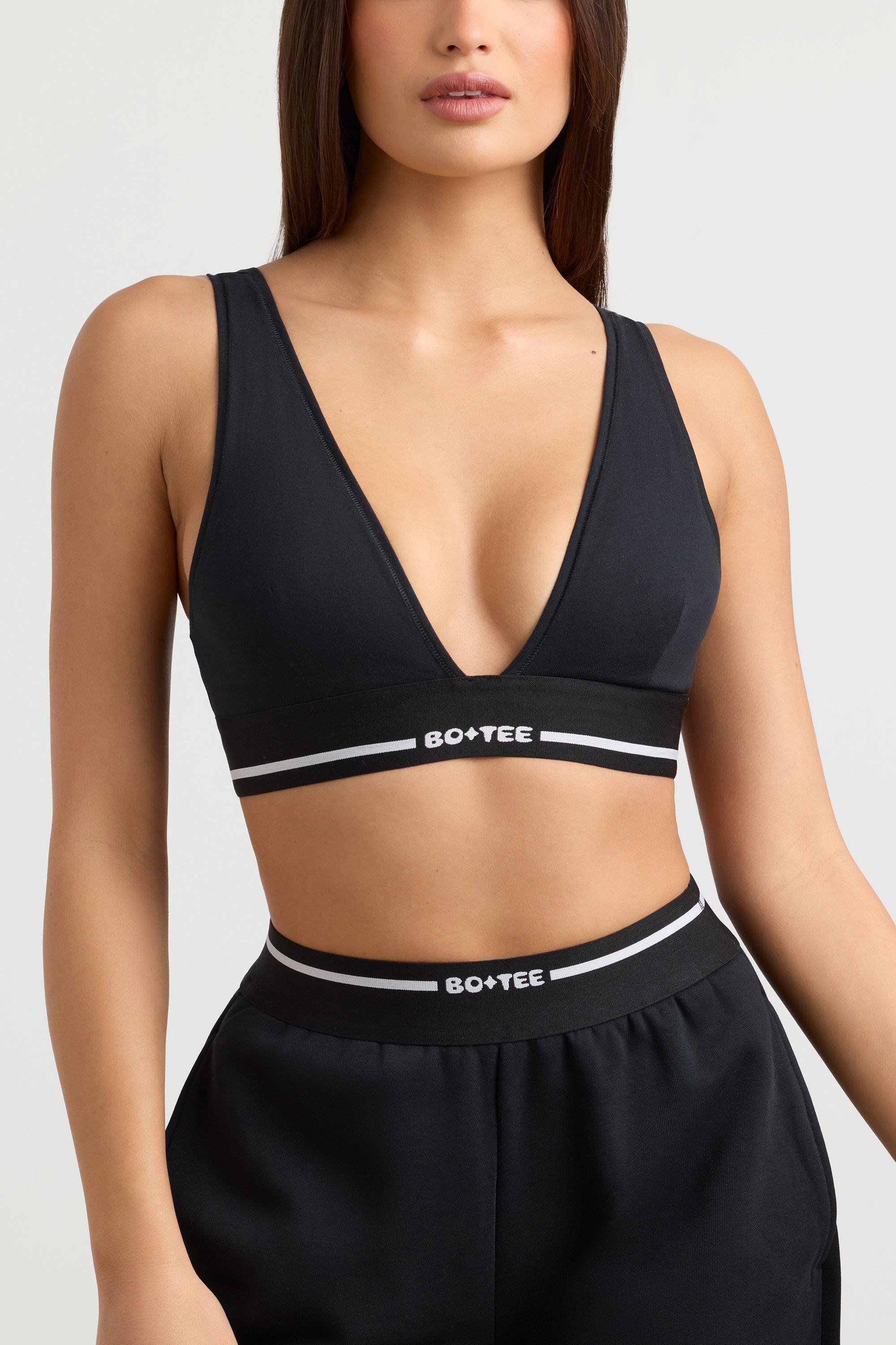 Recreation Plunge-Neck Crop Top in Black - Image 4