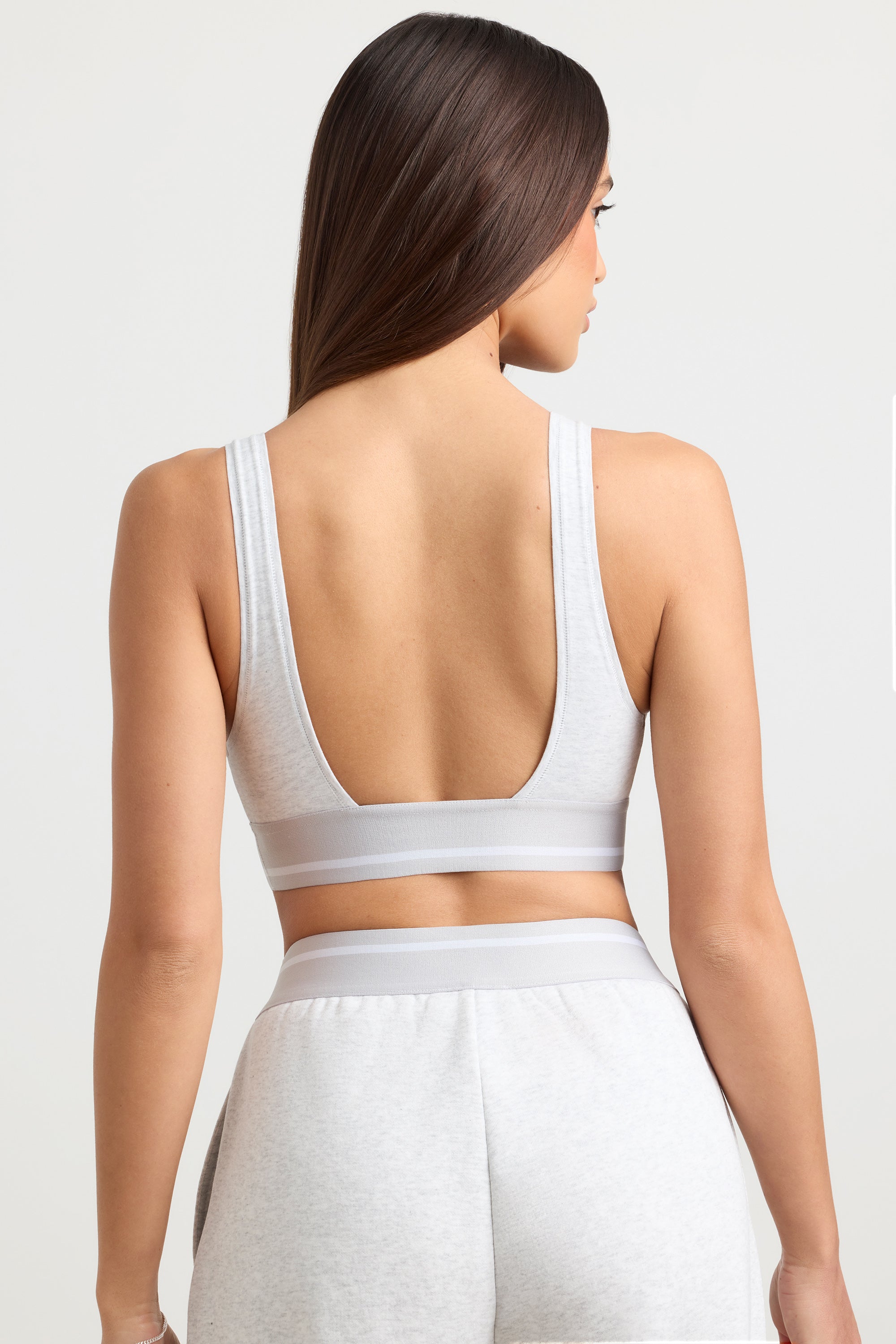 Recreation Plunge-Neck Crop Top in Grey Marl - Image 2