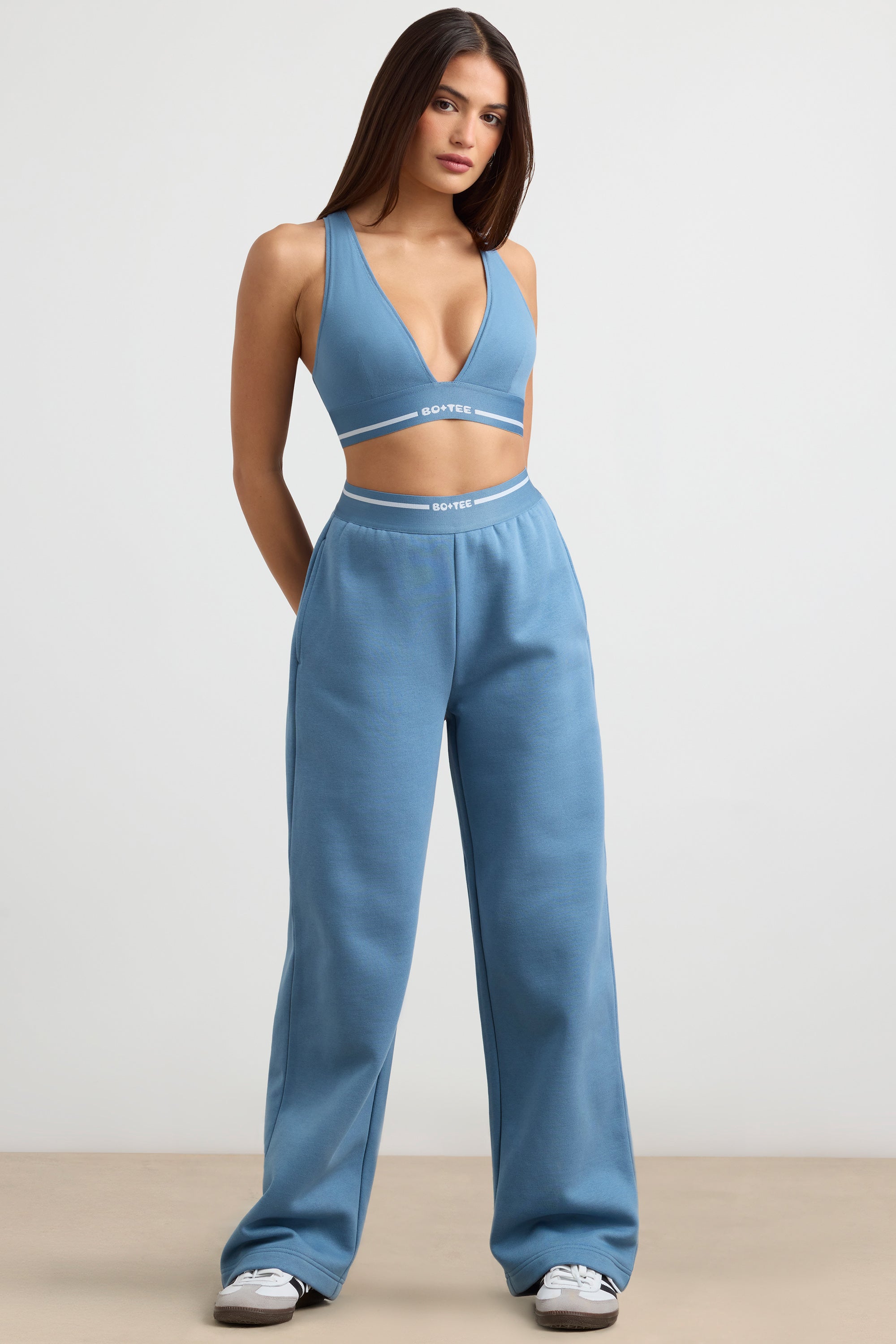 Recreation Plunge-Neck Crop Top in Steel Blue - Image 5