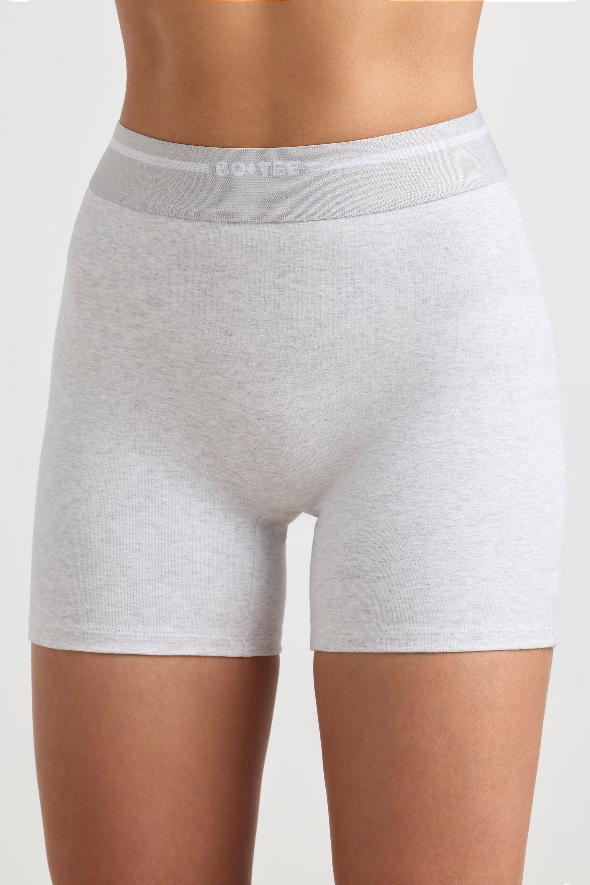 Reset High-Waist Mini Shorts in Grey Marl
